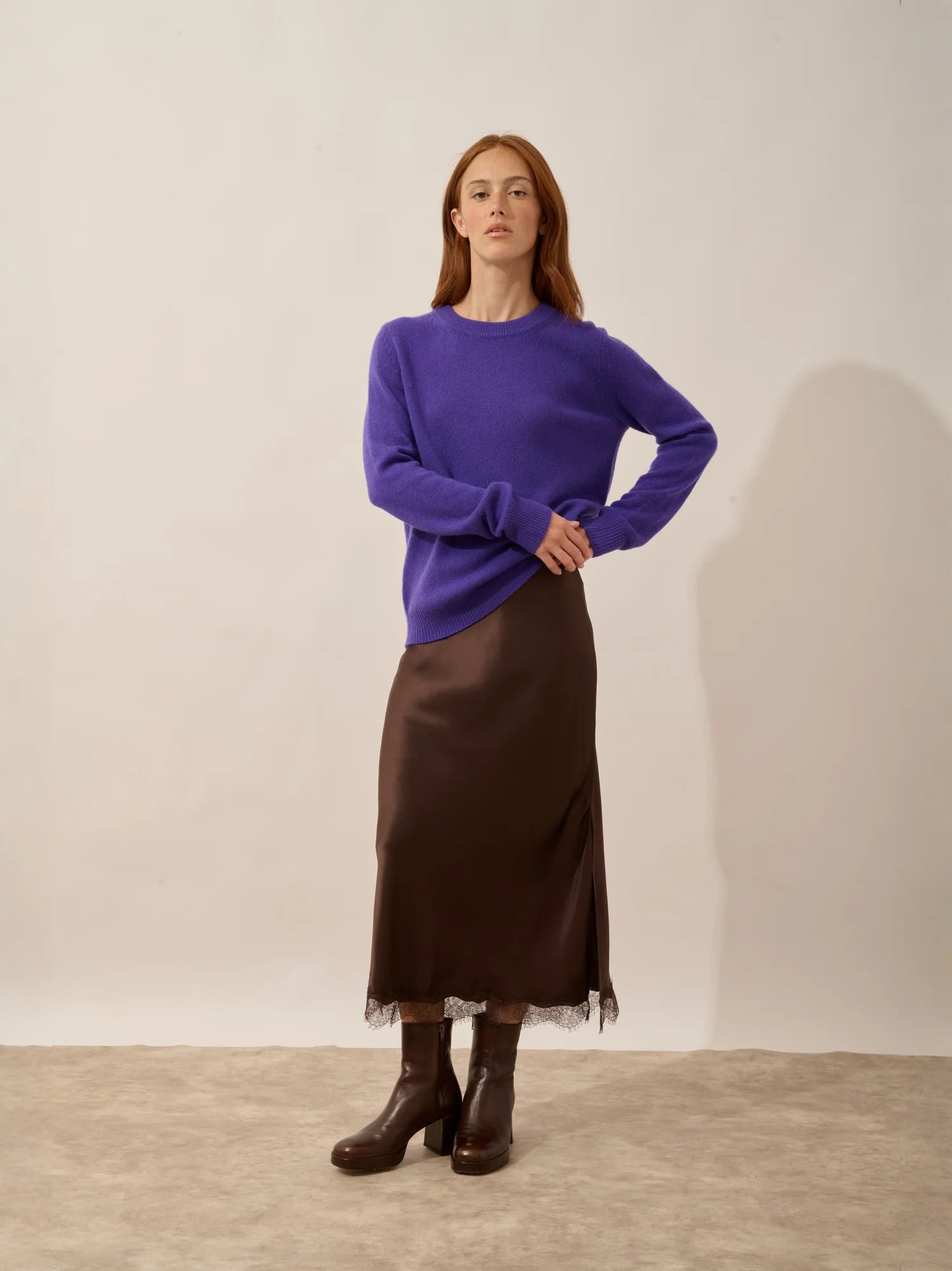LEXINI pullover rundhalsausschnitt 4-fädig améthyste