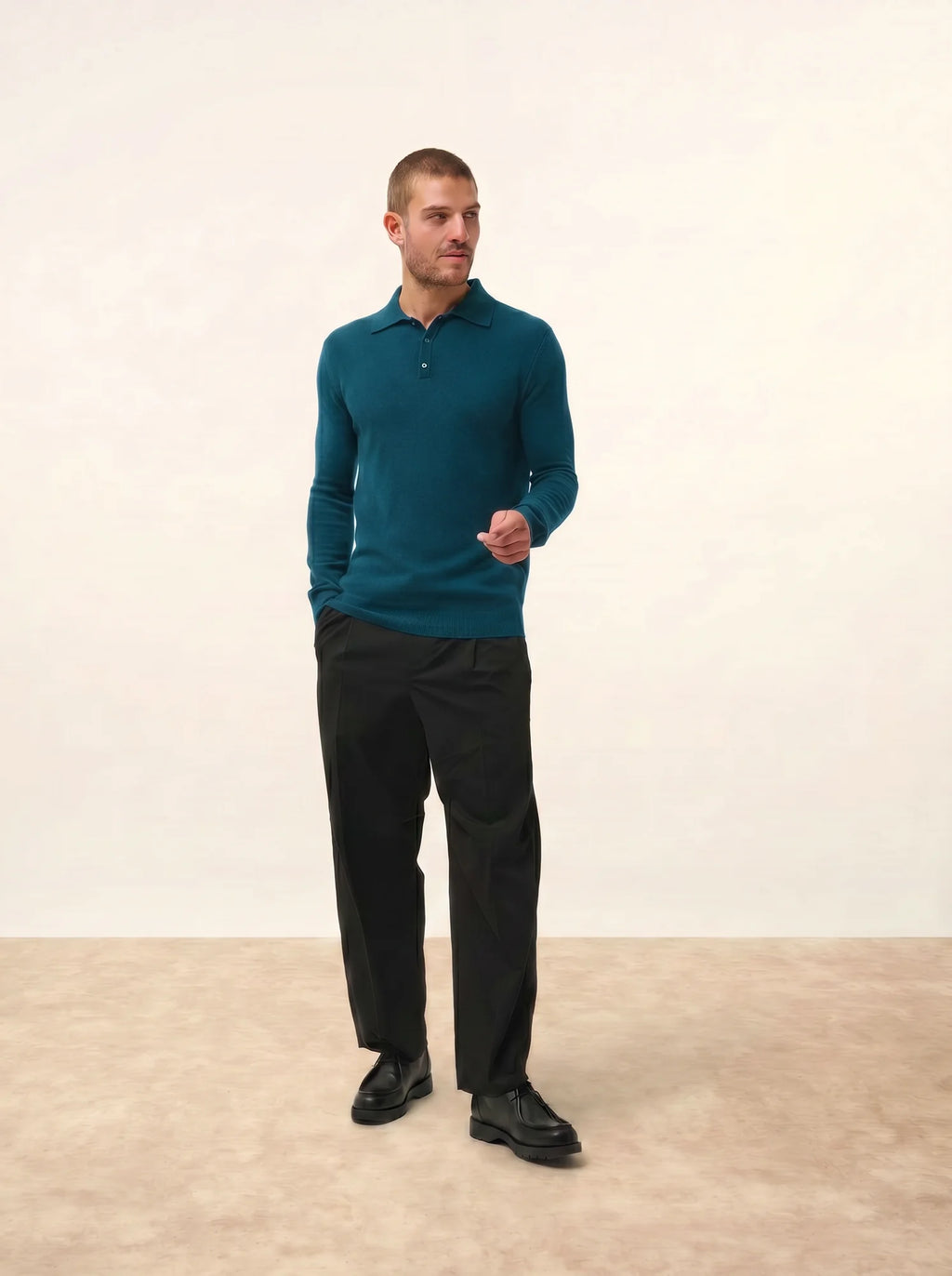 DOUGLAS Poloshirt langarm Pfauenblau