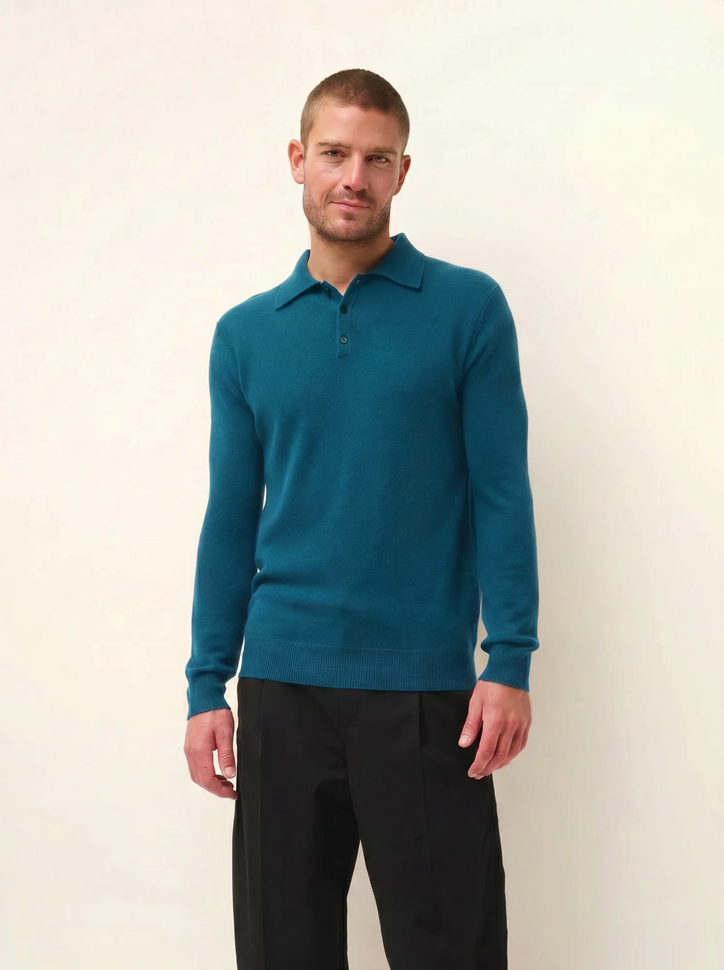 DOUGLAS Poloshirt langarm Pfauenblau