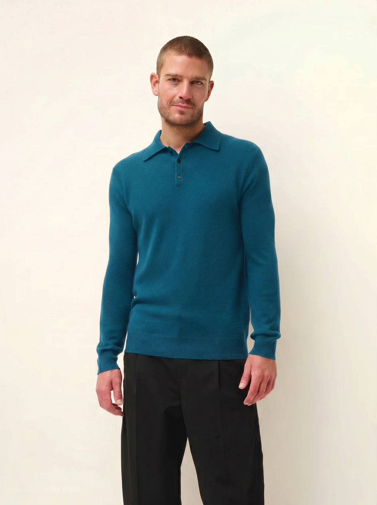 DOUGLAS Poloshirt langarm Pfauenblau