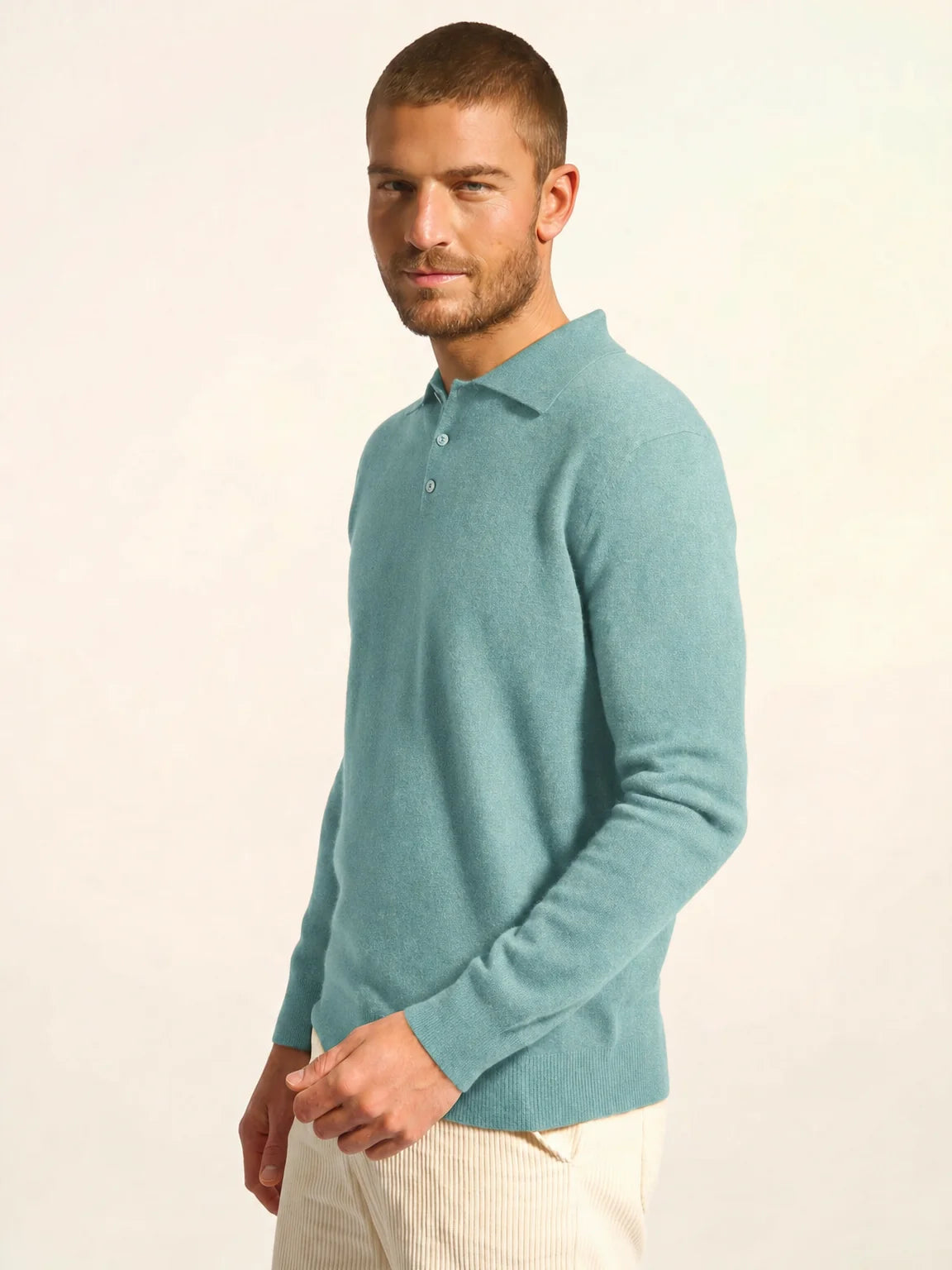 DOUGLAS poloshirt langarm grün meliert