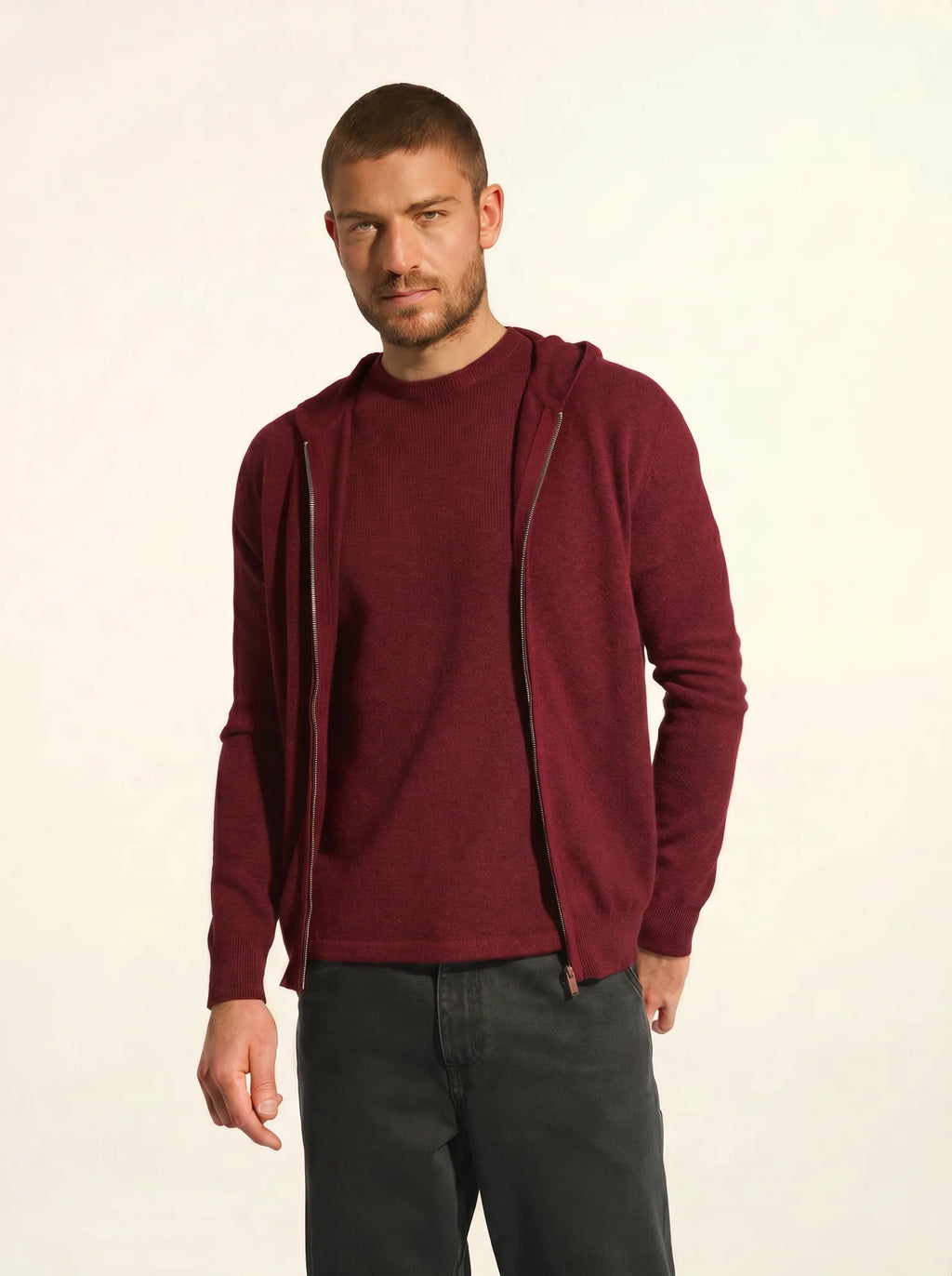 ELLIOT weste mit reissverschluss mit kapuze rubis