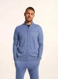 ALAN Gilet Zippé Col Montant Ciel Chiné
