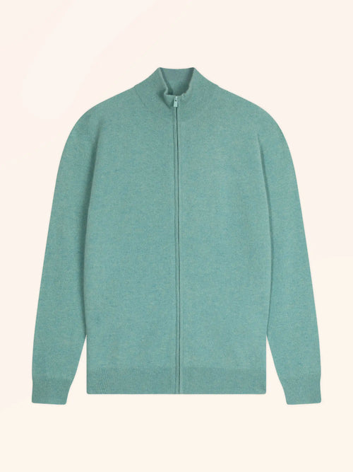 ALAN gilet zippé col montant vert chiné