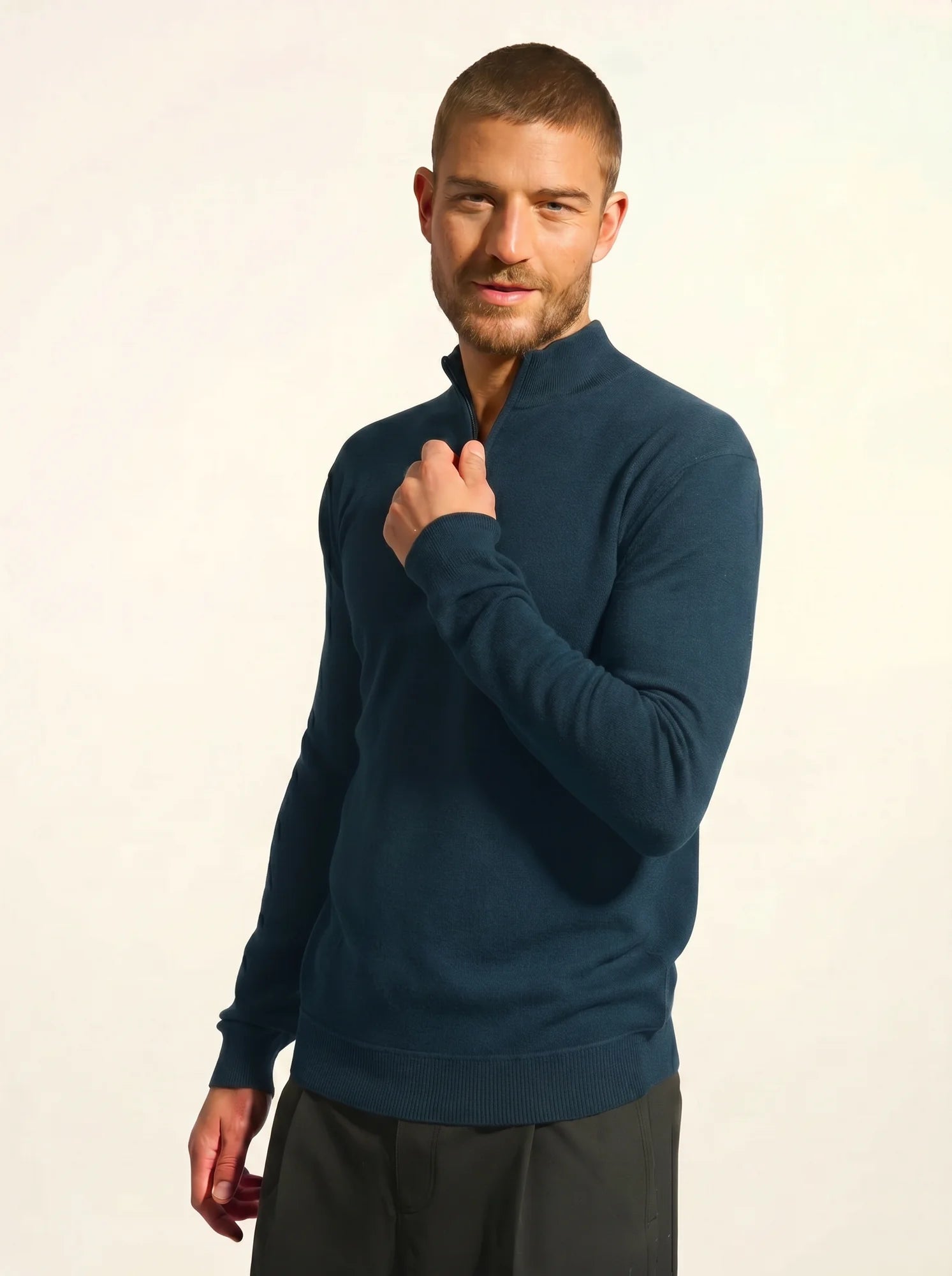 NOUR pullover dockermütze blau petrol