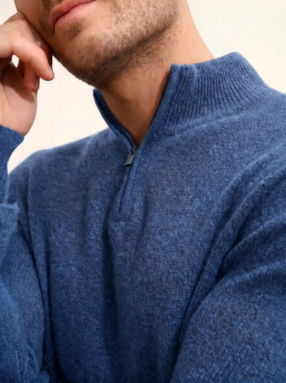 LEONIE Sweater Trucker Neck 4 Ply Denim Blue
