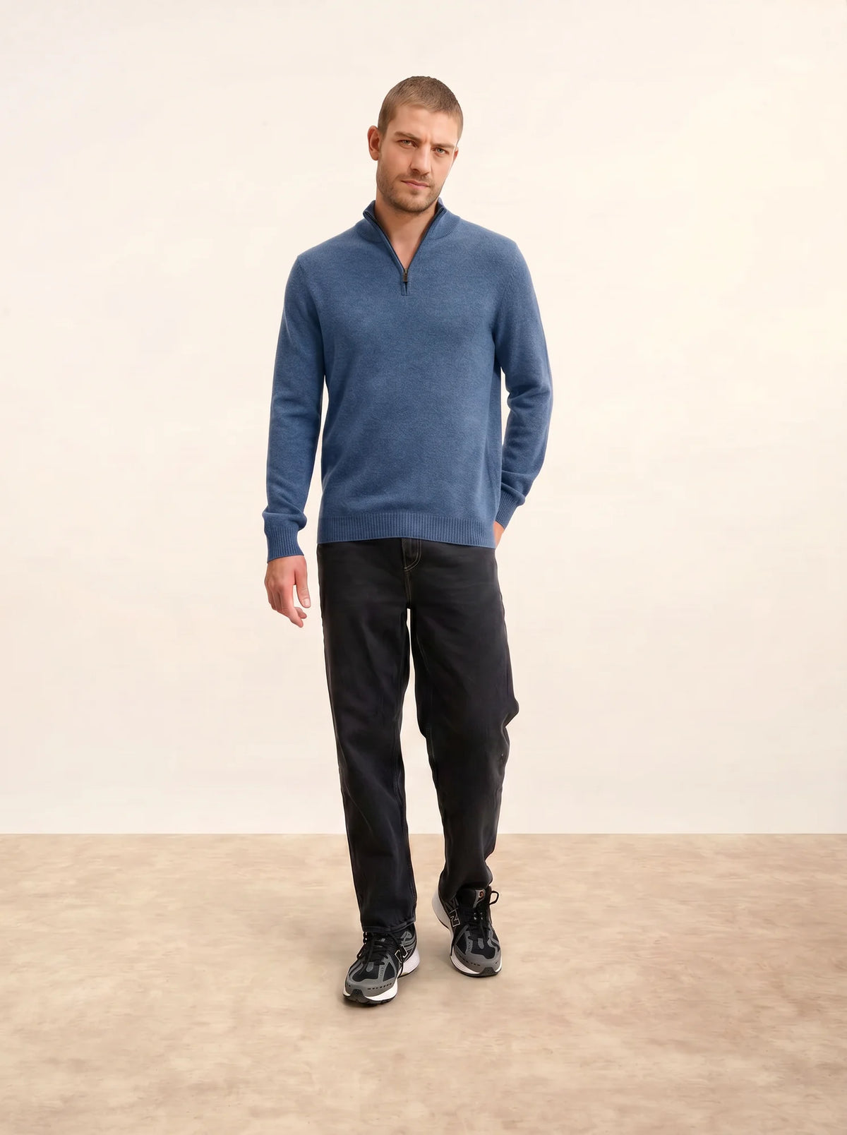 LEONIE Sweater Trucker Neck 4 Ply Denim Blue
