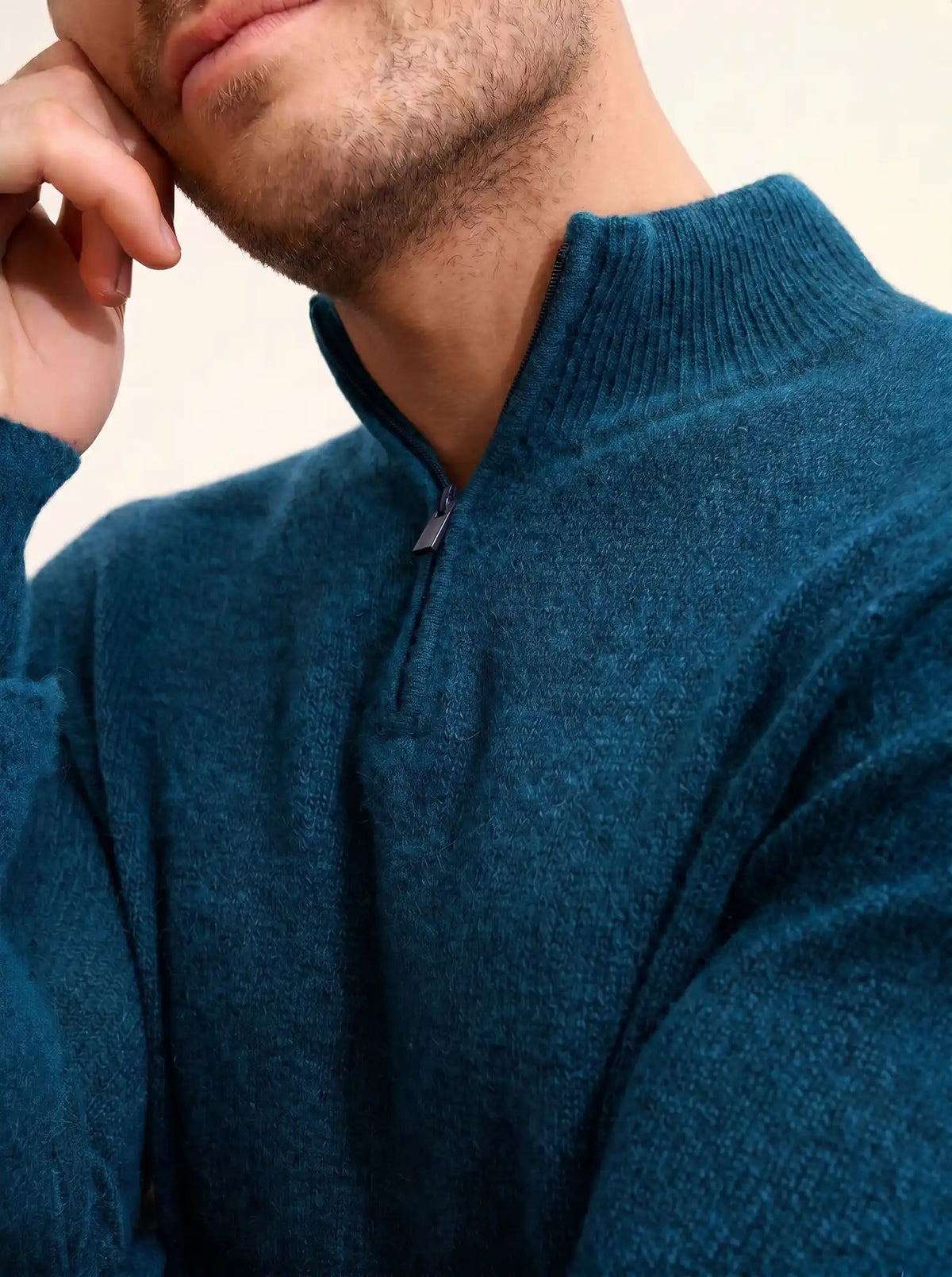 LEONIE Pullover Truckerkragen 4-fädig Pfauenblau