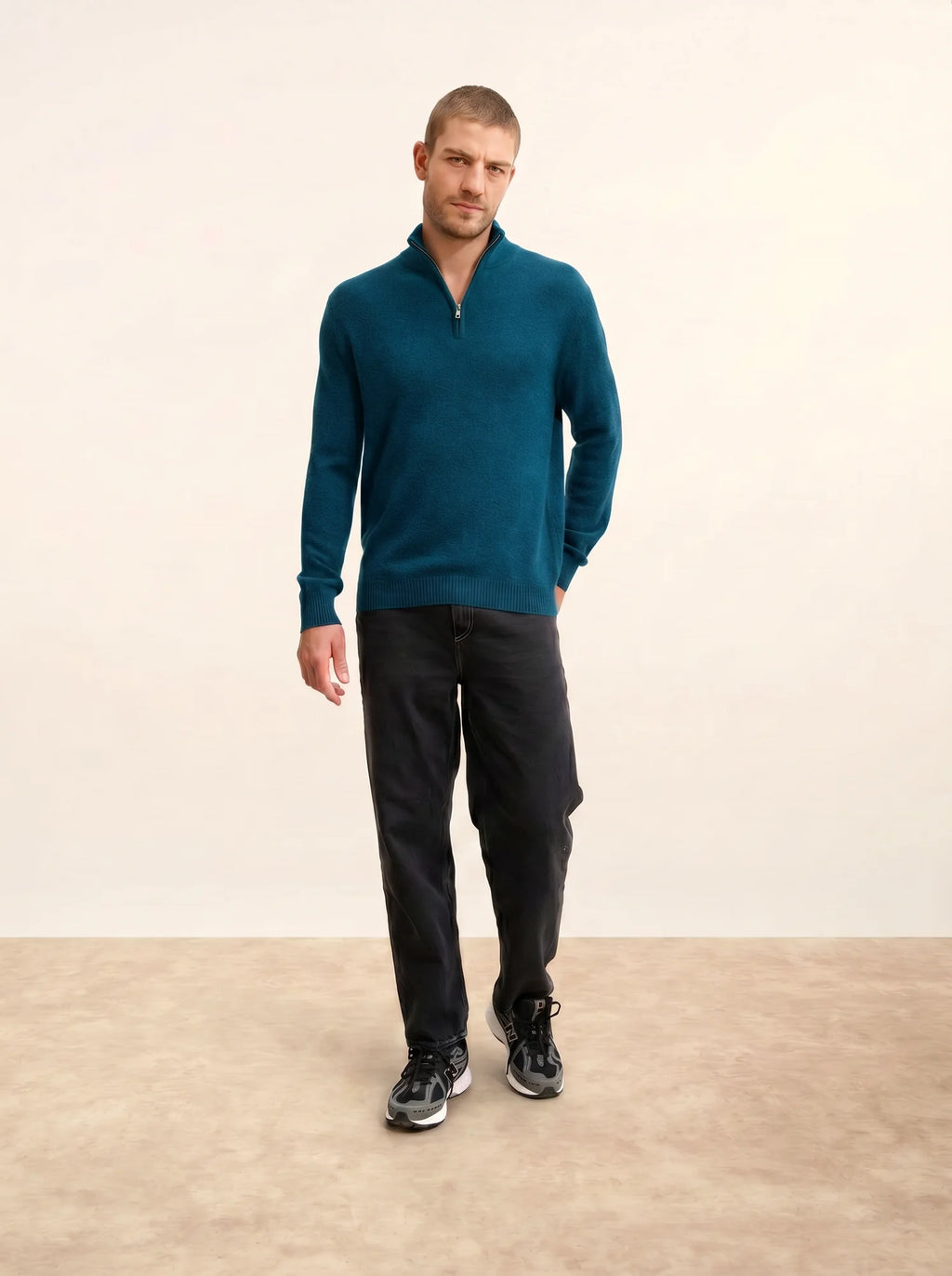 LEONIE Pullover Truckerkragen 4-fädig Pfauenblau