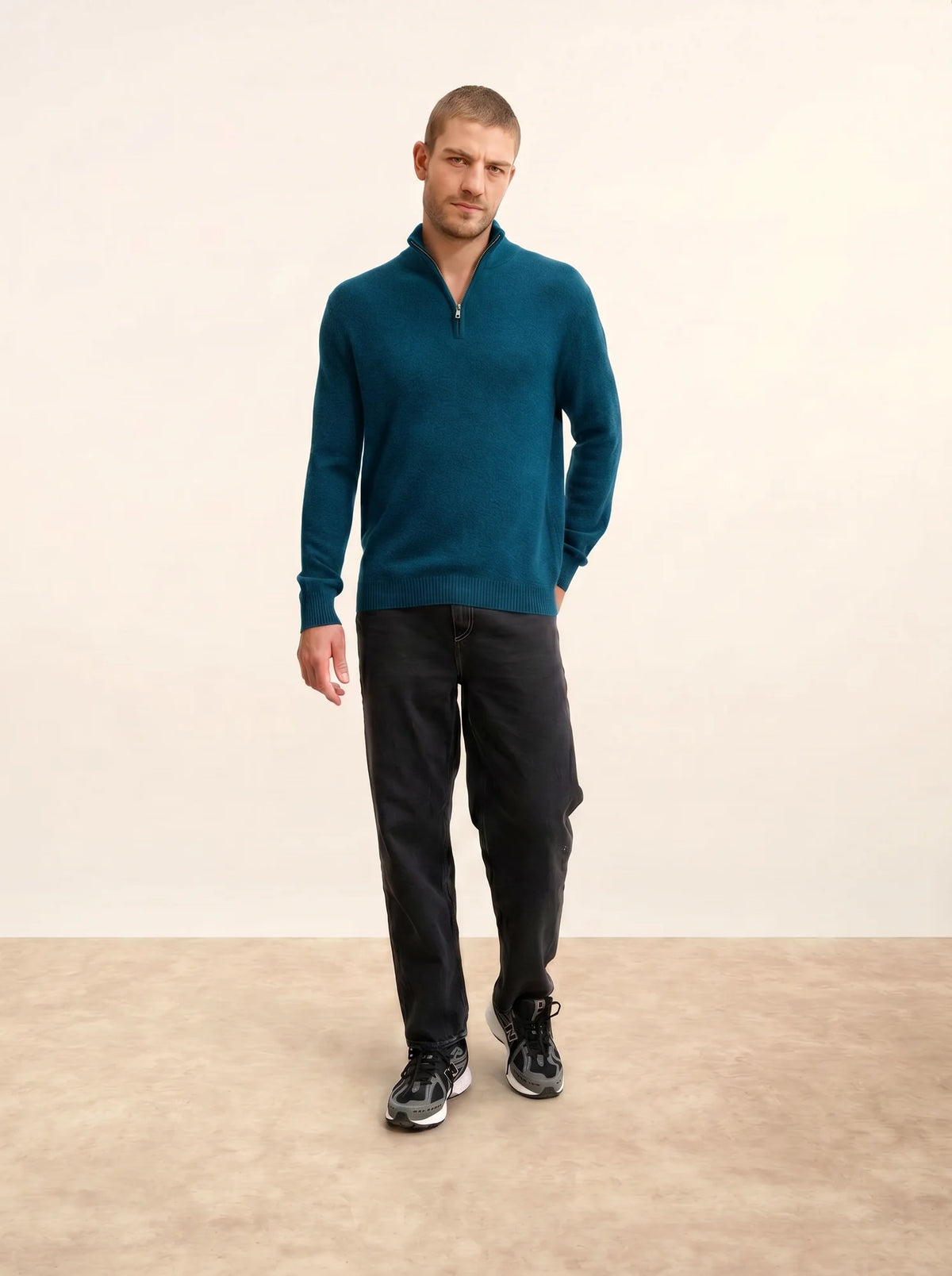 LEONIE Pullover Truckerkragen 4-fädig Pfauenblau