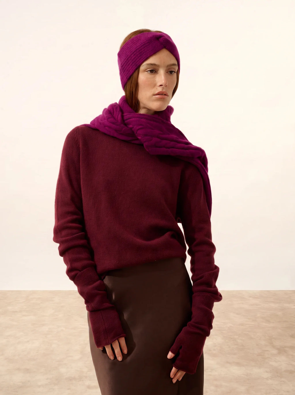 LEXINI pullover rundhalsausschnitt 4-fädig mûre