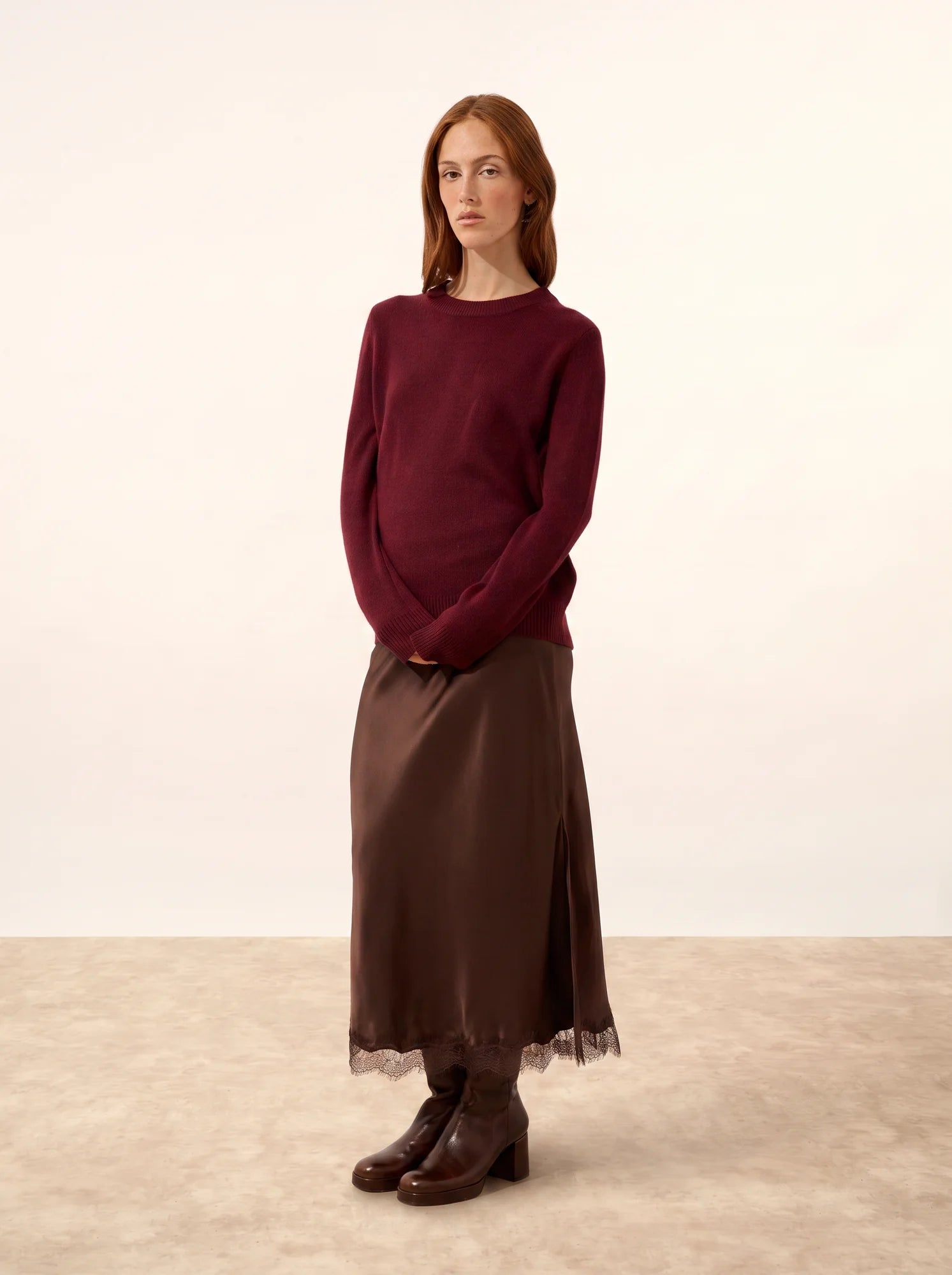 LEXINI pullover rundhalsausschnitt 4-fädig mûre