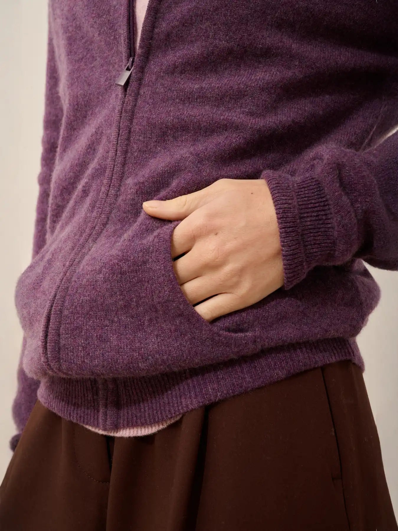 AYR weste mit reissverschluss stehkragen violett meliert