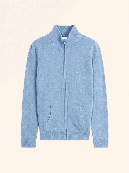 AYR gilet zippé col montant bleu inca