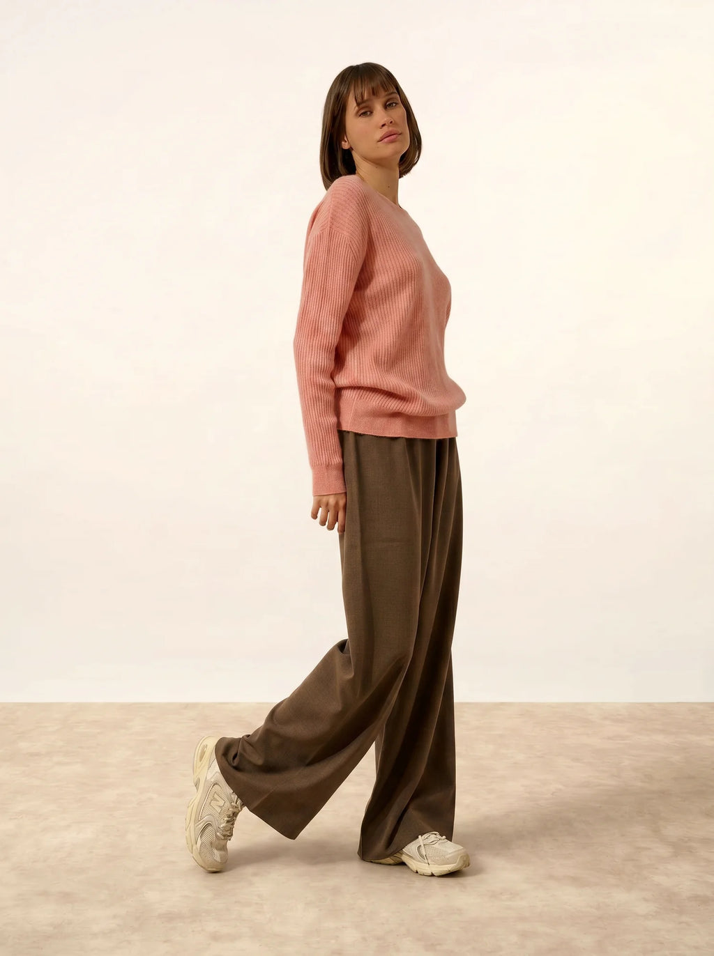 CHARLINE pullover rundhalsausschnitt koralle meliert