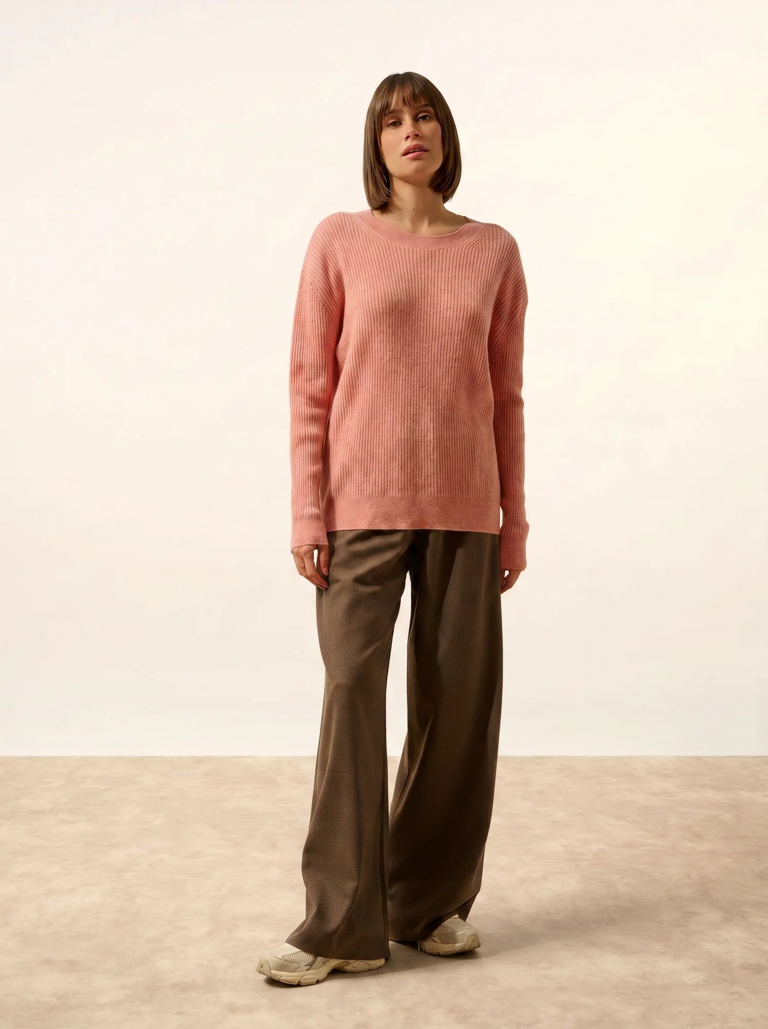 CHARLINE pullover rundhalsausschnitt koralle meliert