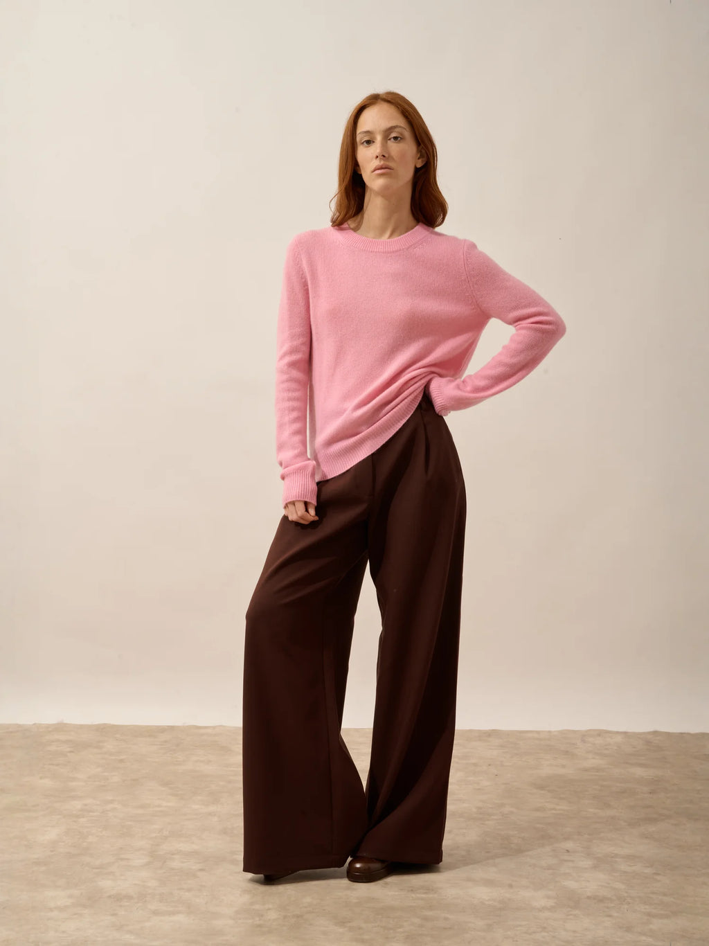 LEXINI pullover rundhalsausschnitt 4-fädig dragée