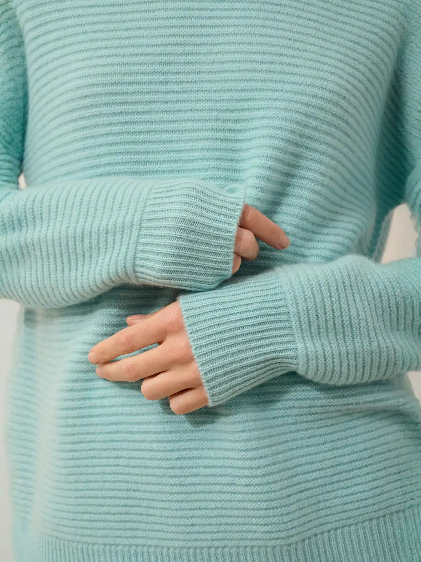 LOUNA pullover rundhalsausschnitt 4-fädig aqua