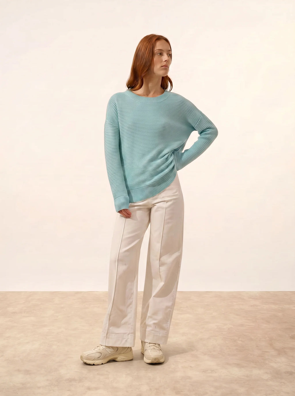 LOUNA pullover rundhalsausschnitt 4-fädig aqua