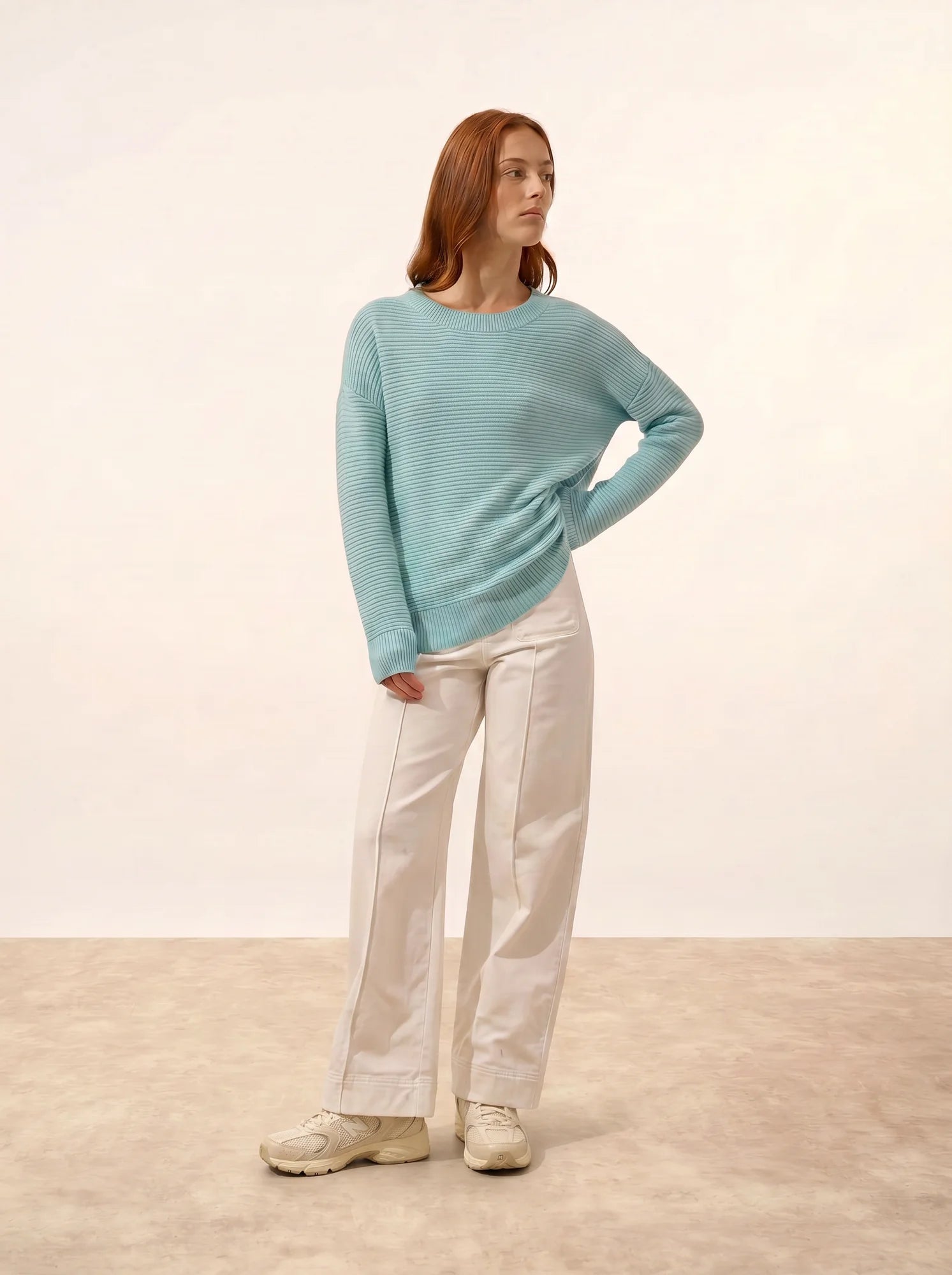 LOUNA pullover rundhalsausschnitt 4-fädig aqua