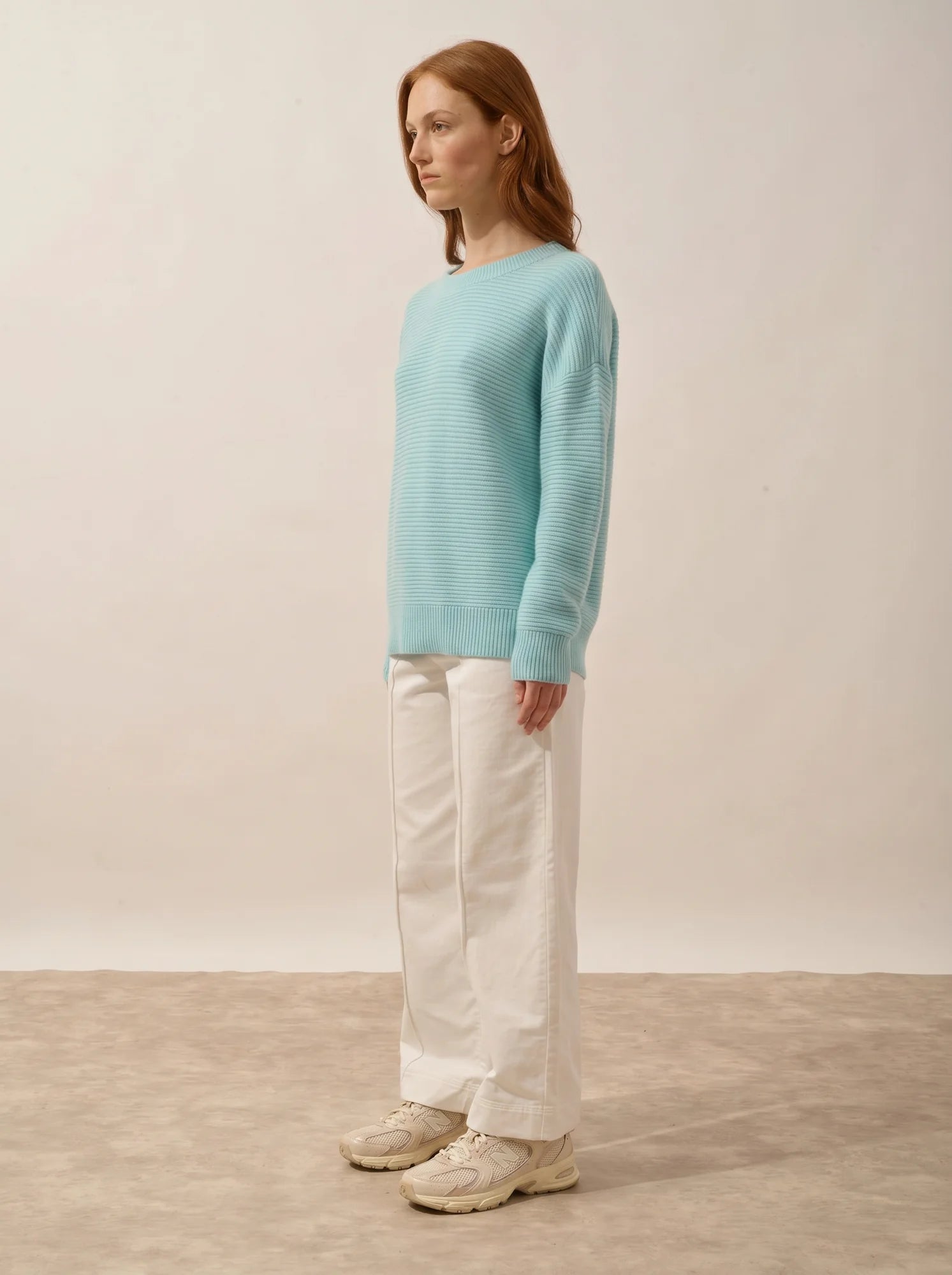 LOUNA pullover rundhalsausschnitt 4-fädig aqua