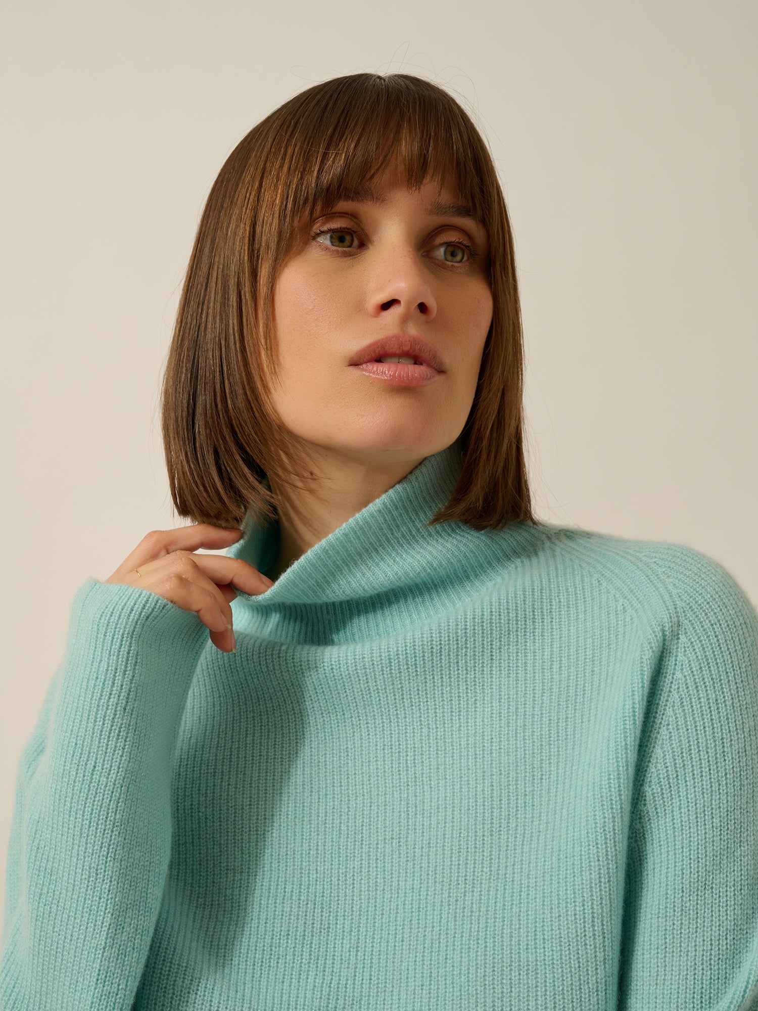 ALYSSA pull col montant aqua