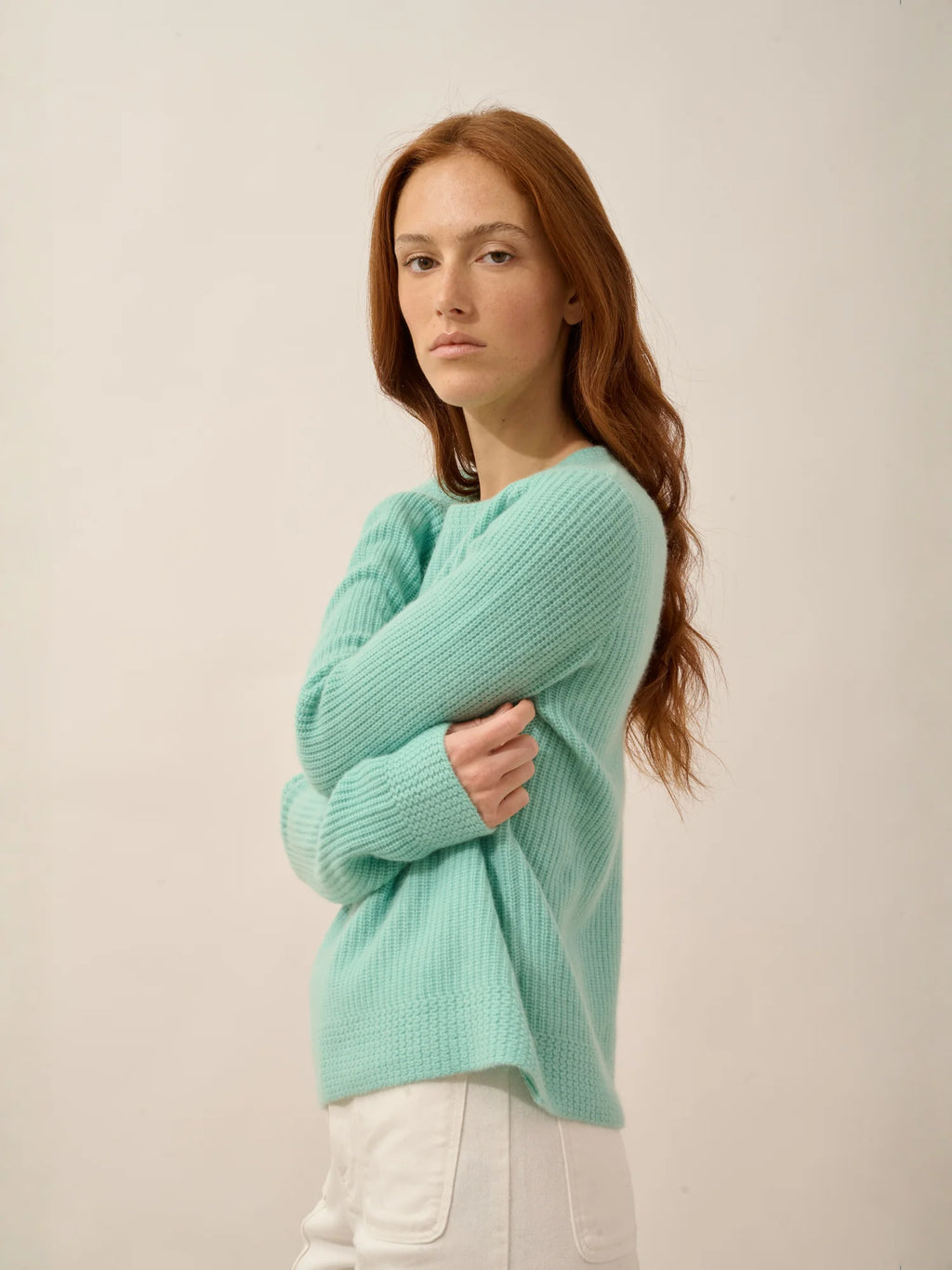 SIGRUN pullover rundhalsausschnitt 4-fädig jade
