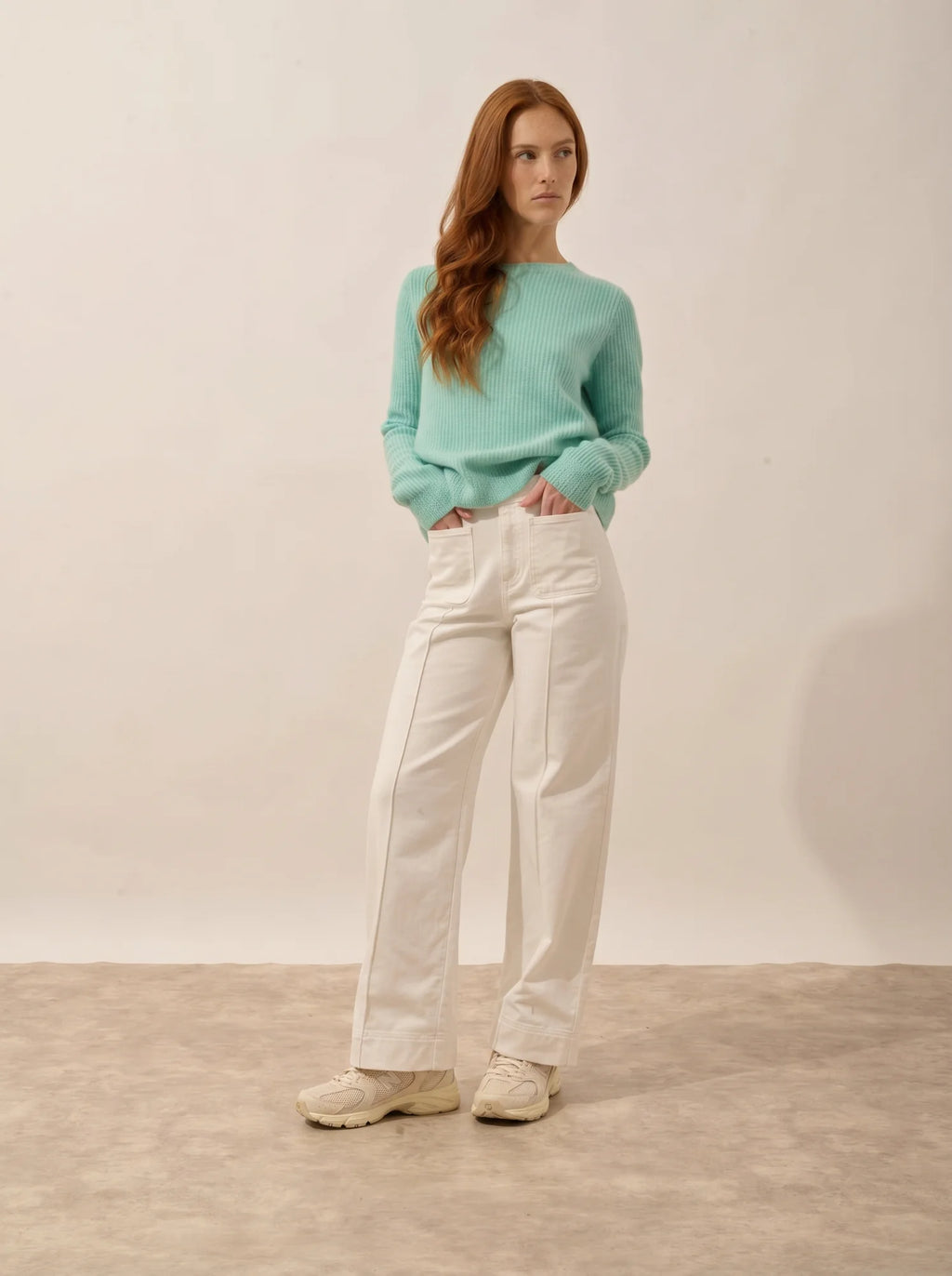 SIGRUN pullover rundhalsausschnitt 4-fädig jade