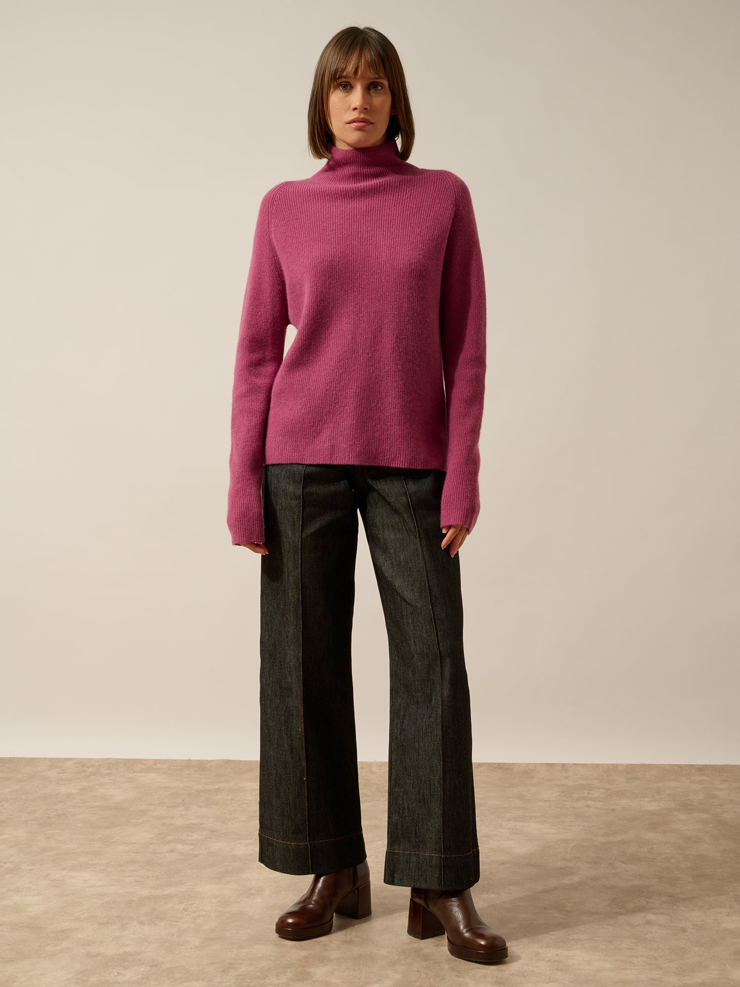 ALYSSA pull col montant orchidée