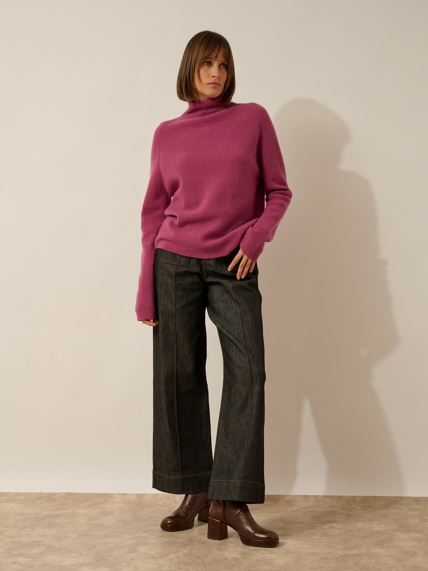 ALYSSA pull col montant orchidée