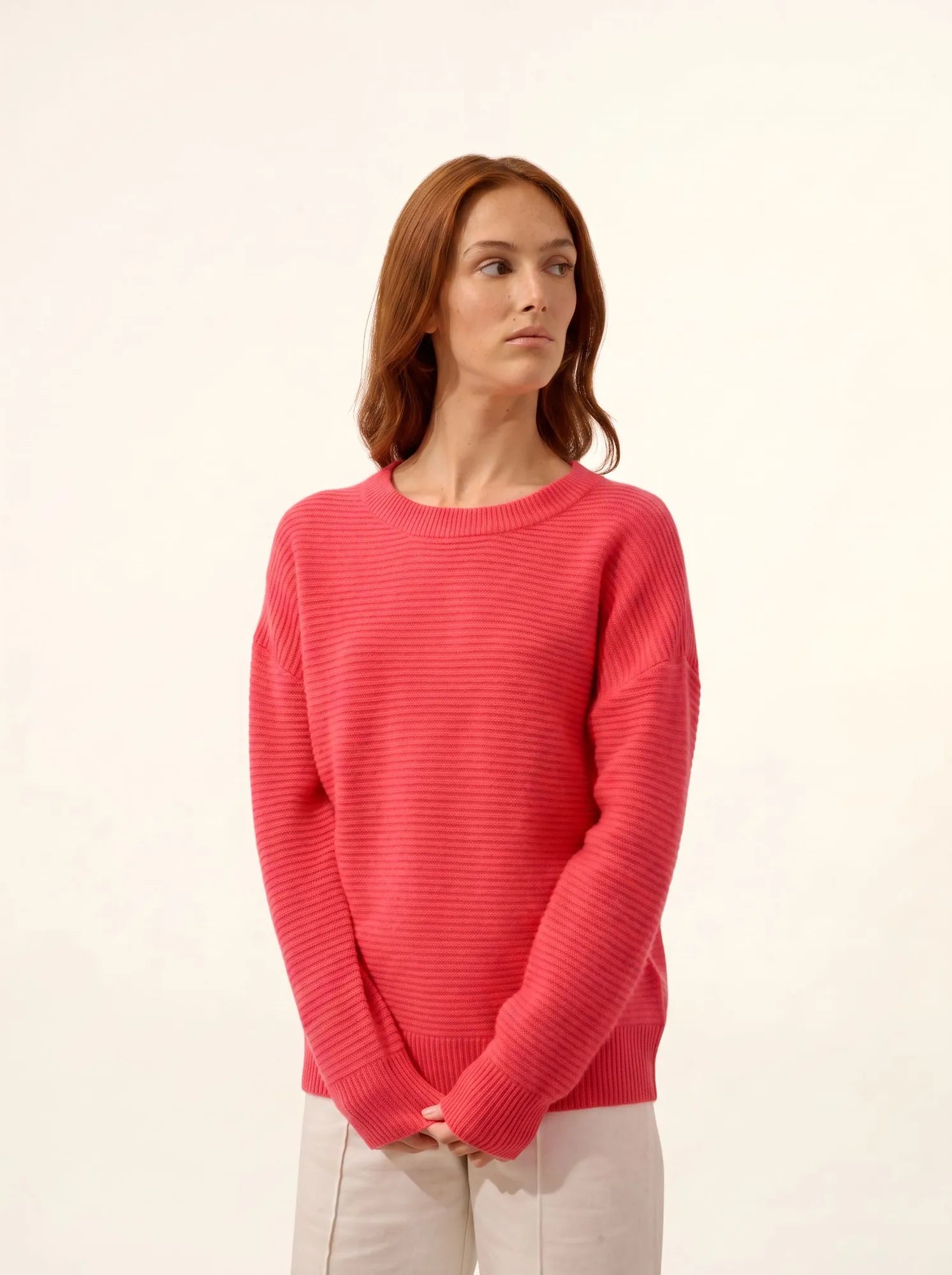LOUNA pullover rundhalsausschnitt 4-fädig flamant rosa