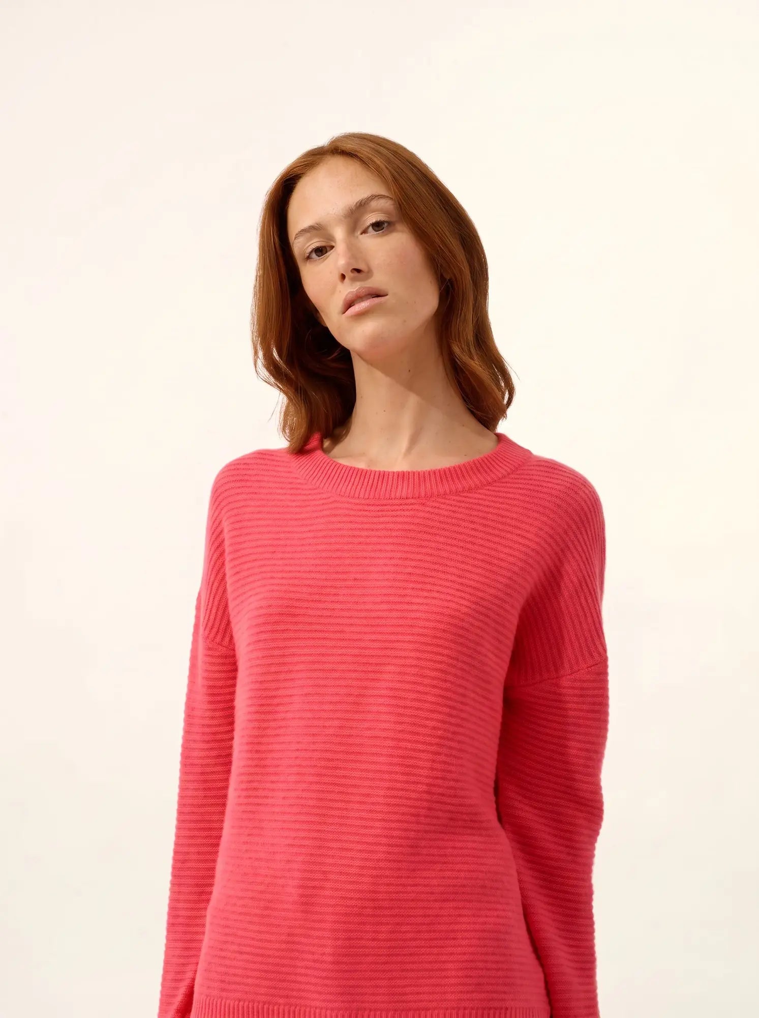 LOUNA pullover rundhalsausschnitt 4-fädig flamant rosa