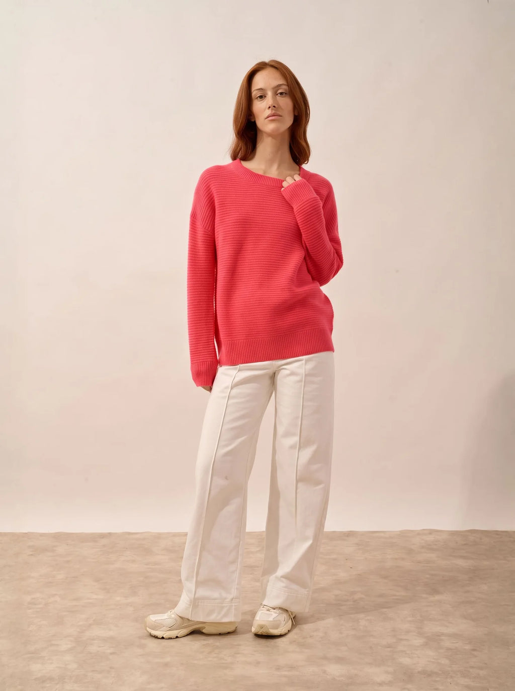 LOUNA pullover rundhalsausschnitt 4-fädig flamant rosa
