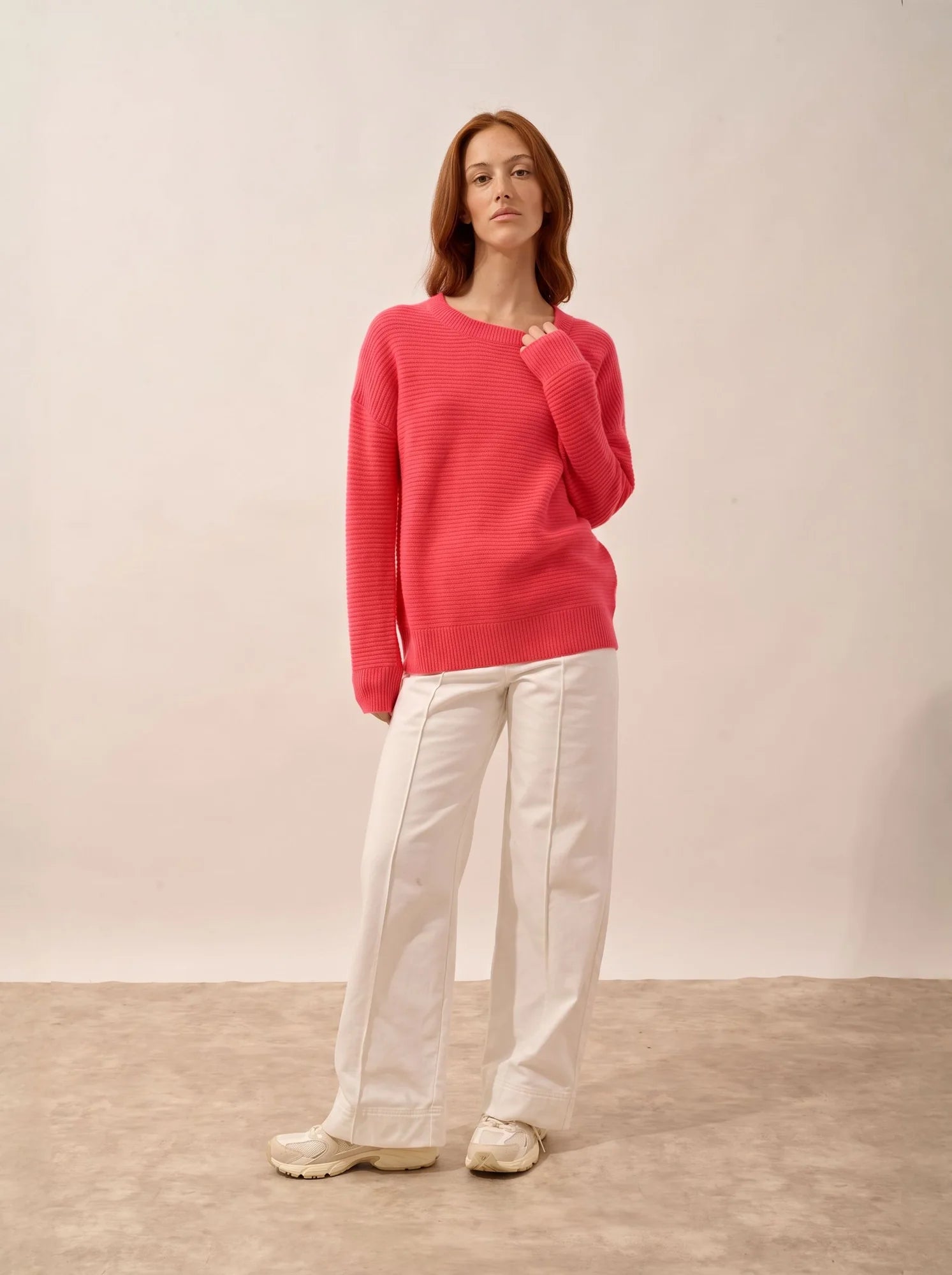 LOUNA pullover rundhalsausschnitt 4-fädig flamant rosa