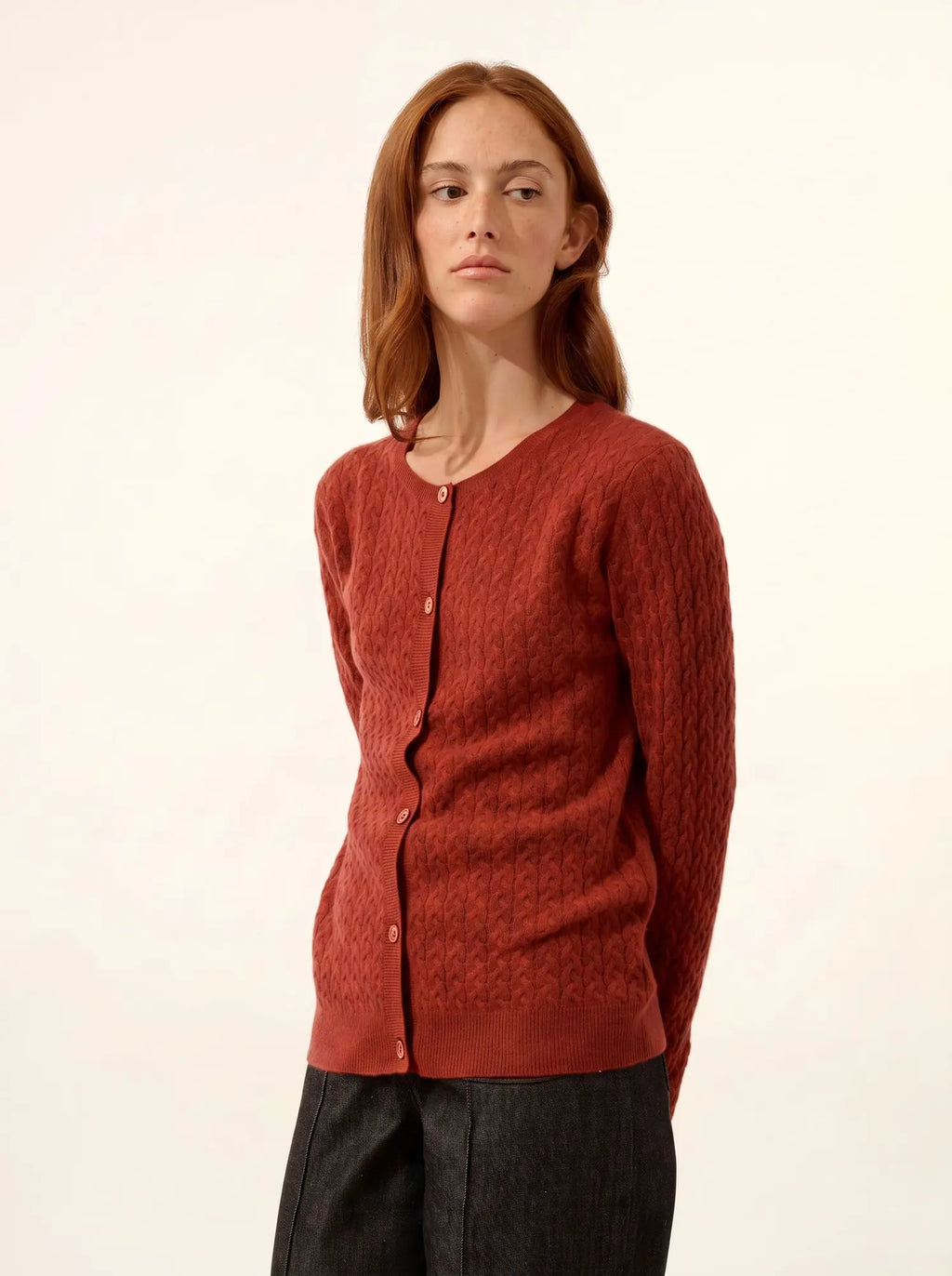 LAURA strickjacke rundhalsausschnitt kirsche