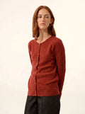 LAURA strickjacke rundhalsausschnitt kirsche