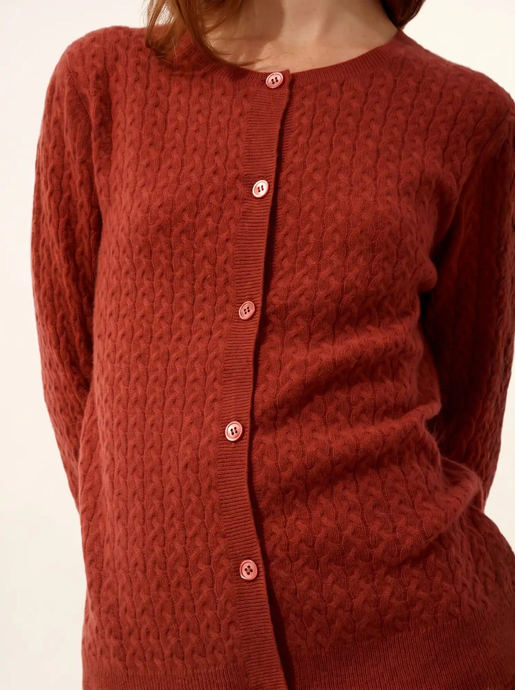 LAURA strickjacke rundhalsausschnitt kirsche