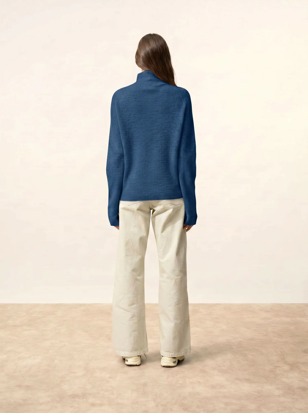 ALYSSA pull col montant bleu chiné