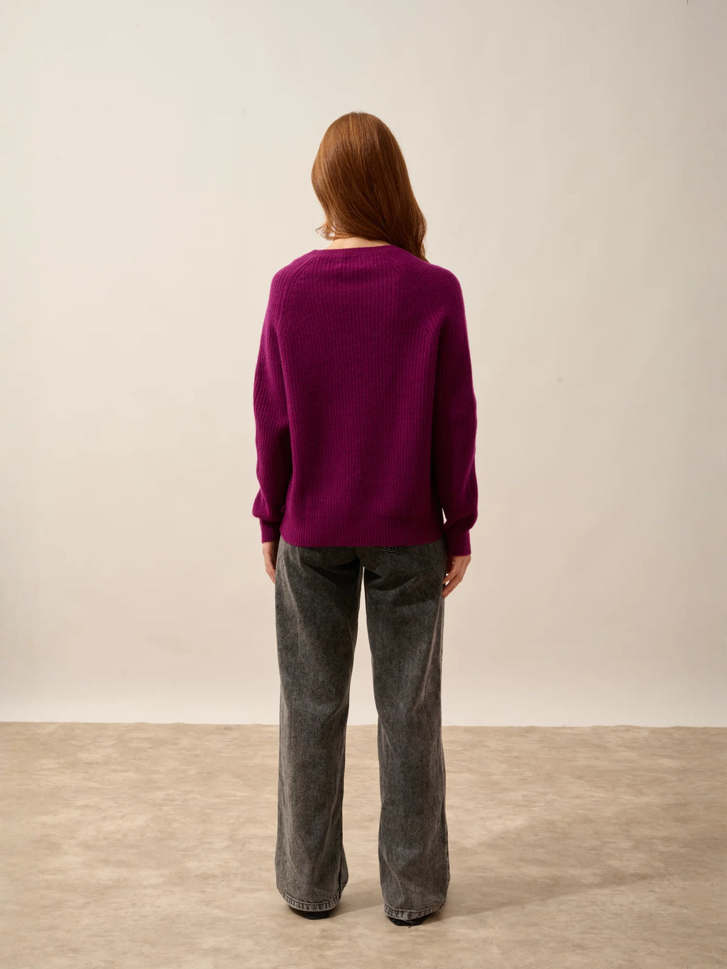 FRIO pullover rundhalsausschnitt 4-fädig pflaume