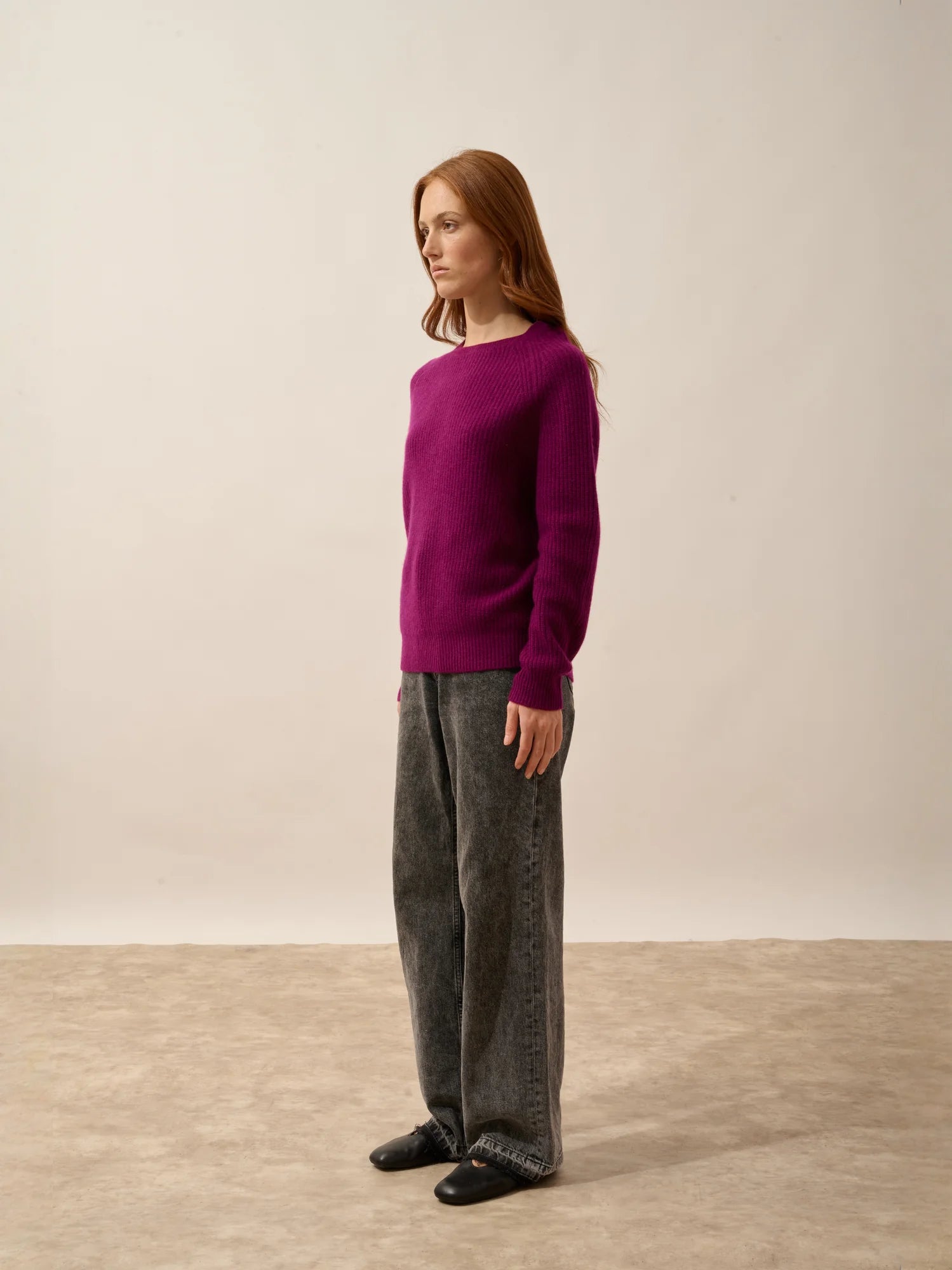 FRIO pullover rundhalsausschnitt 4-fädig pflaume