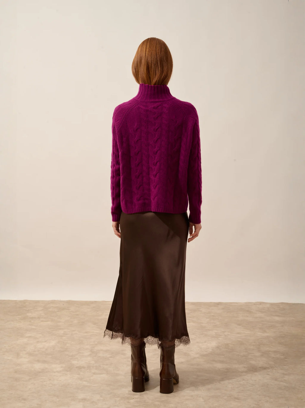 SERENOA pullover stehkragen 6-fädig pflaume