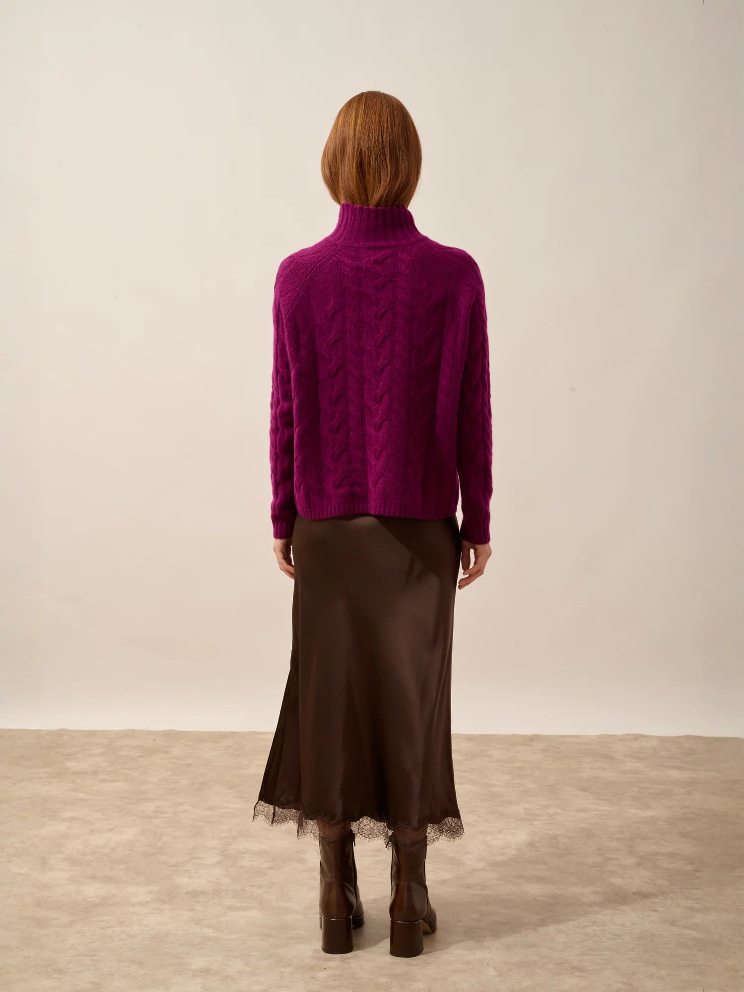 SERENOA pullover stehkragen 6-fädig pflaume