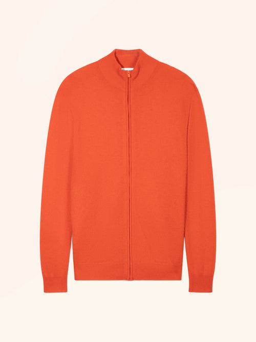 ALAN Cardigan con Zip Collo Alto Arancione