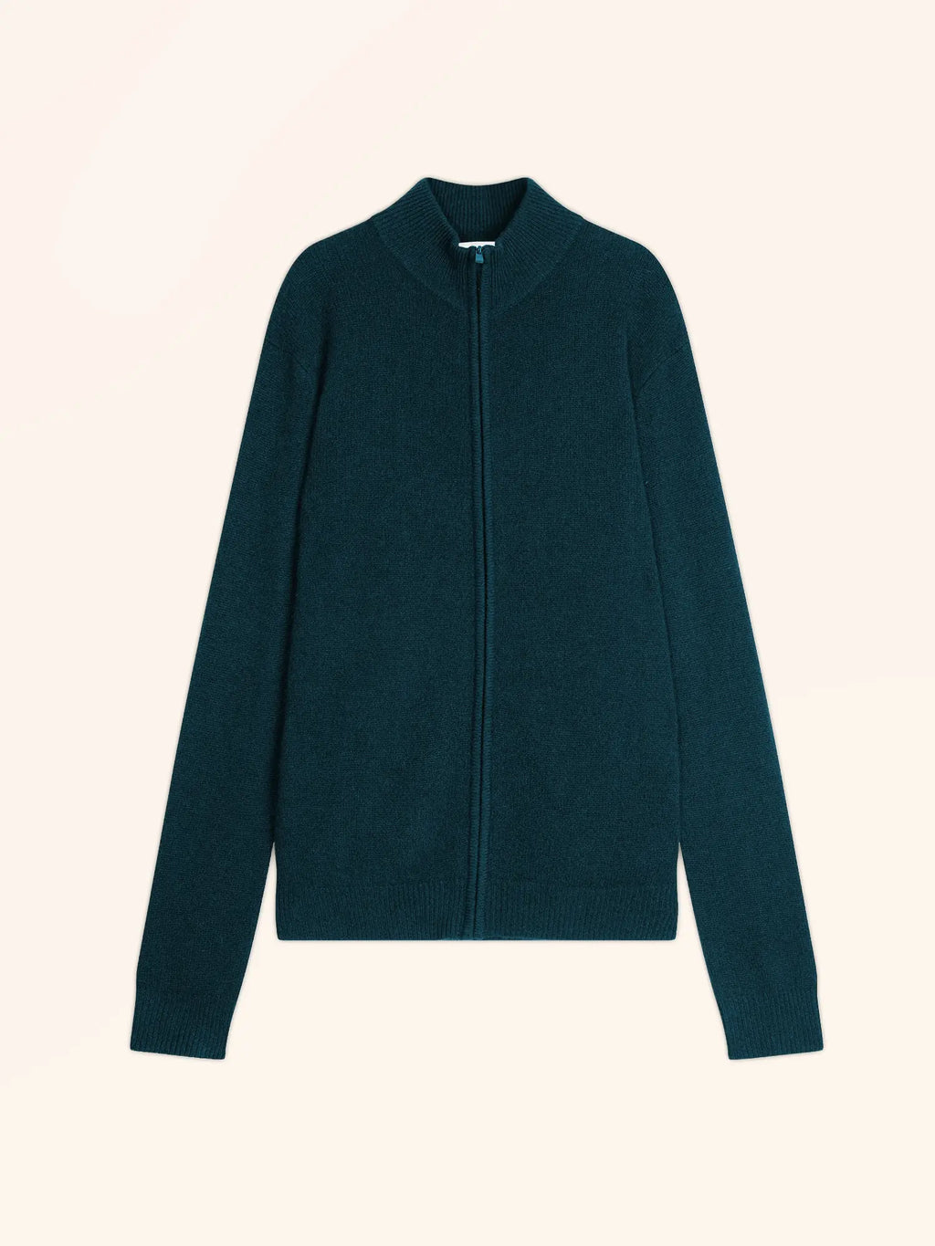 CHARLOTTE gilet zippé col camionneur 4 fils vert canard