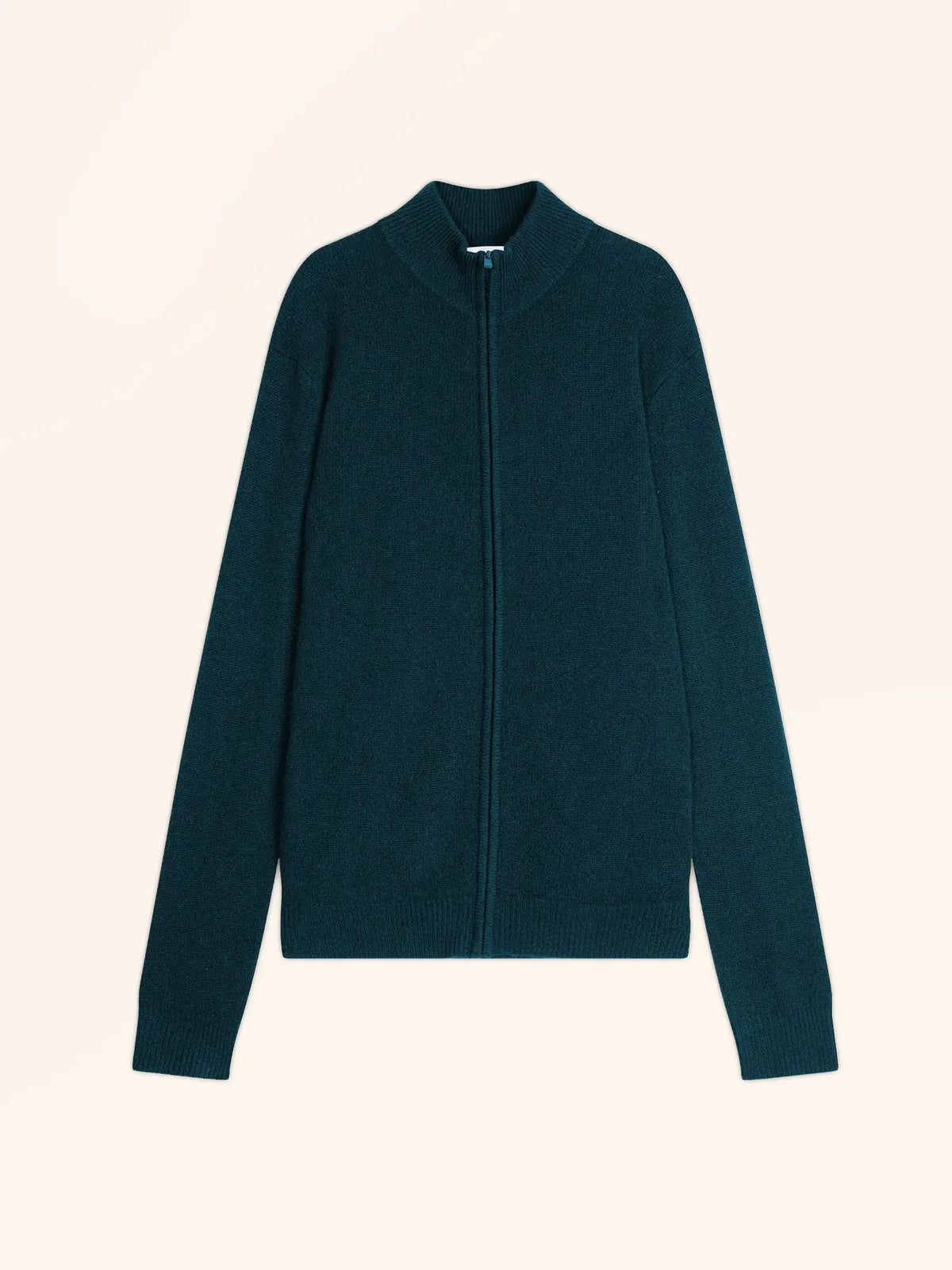 CHARLOTTE gilet zippé col camionneur 4 fils vert canard