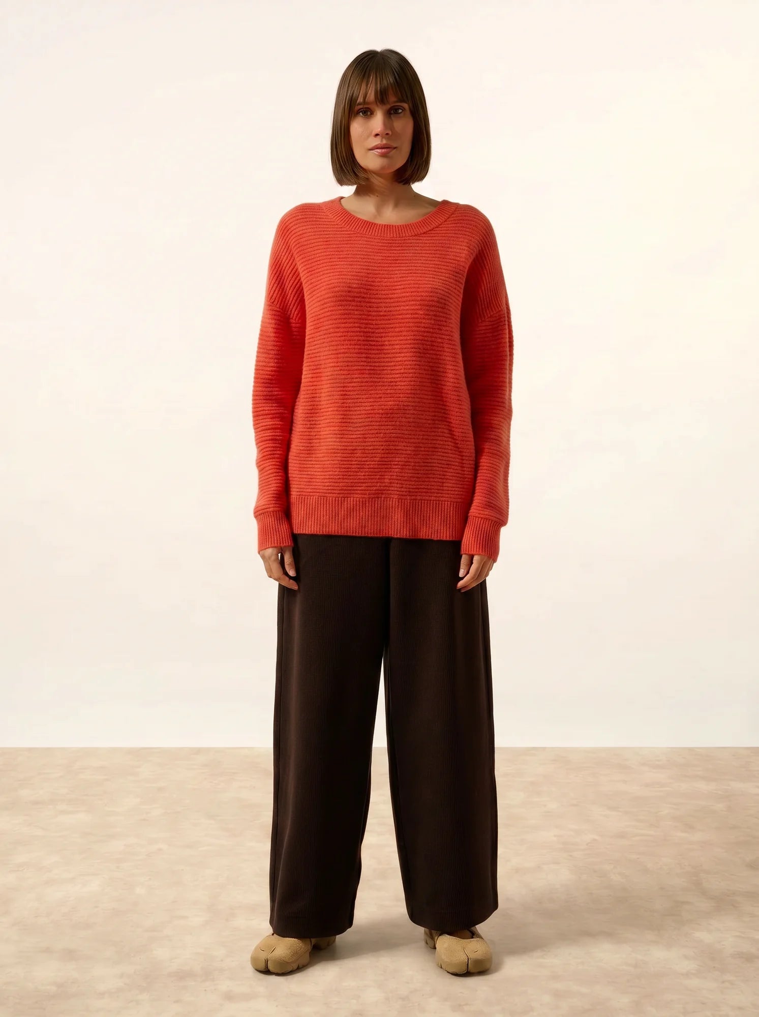 LOUNA pullover rundhalsausschnitt 4-fädig orange meliert
