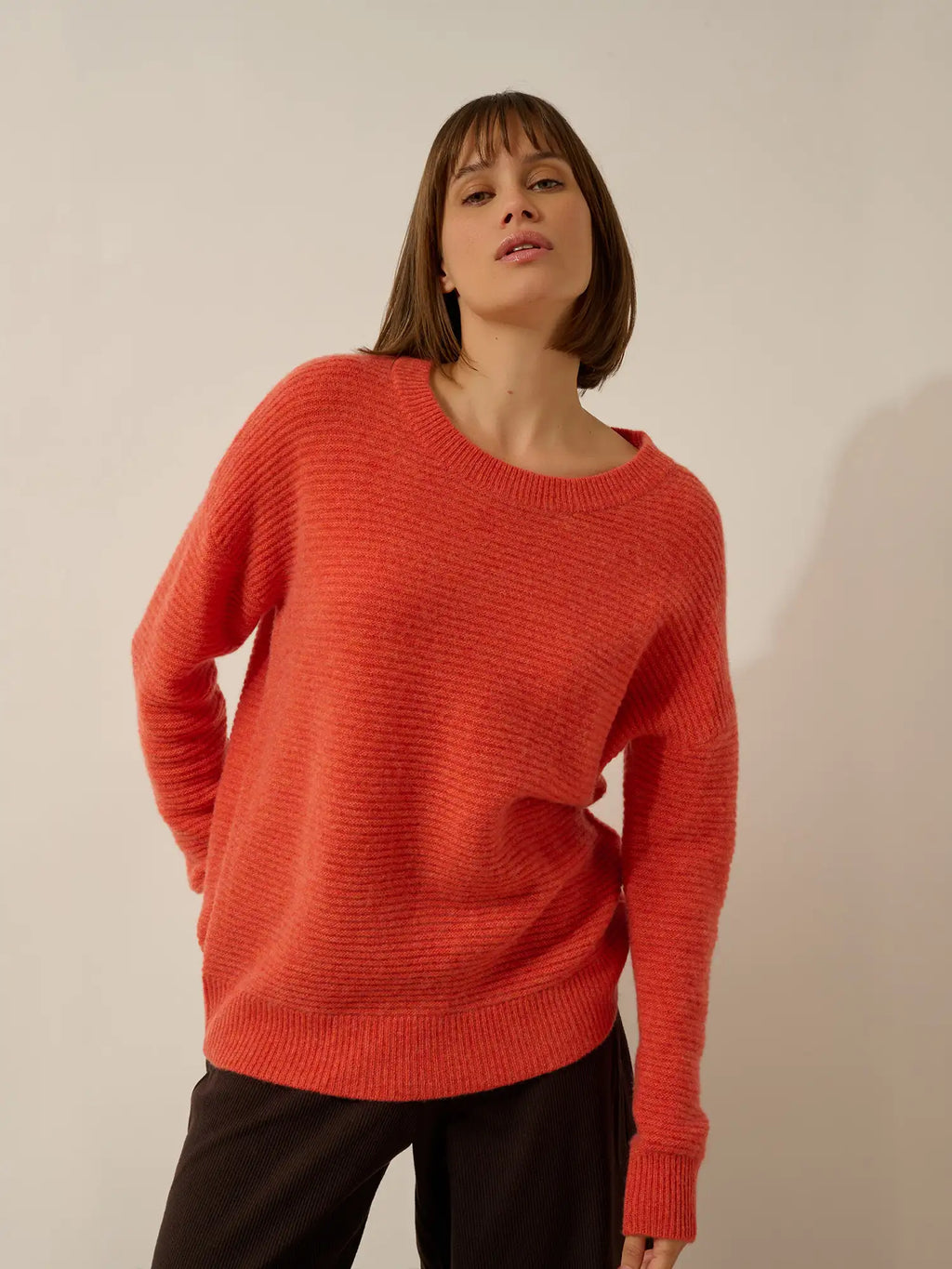 LOUNA pullover rundhalsausschnitt 4-fädig orange meliert