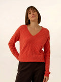 VIREON pullover v-ausschnitt orange meliert