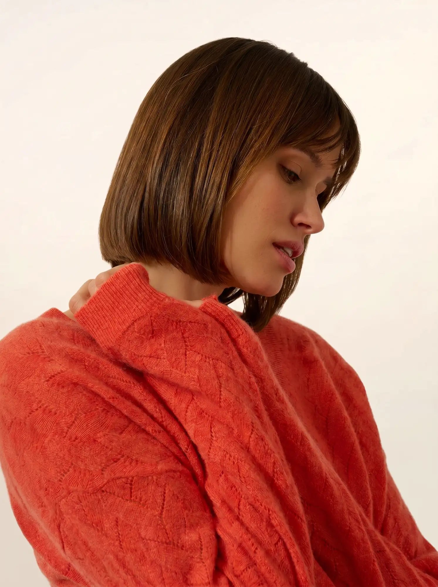 VIREON pullover v-ausschnitt orange meliert