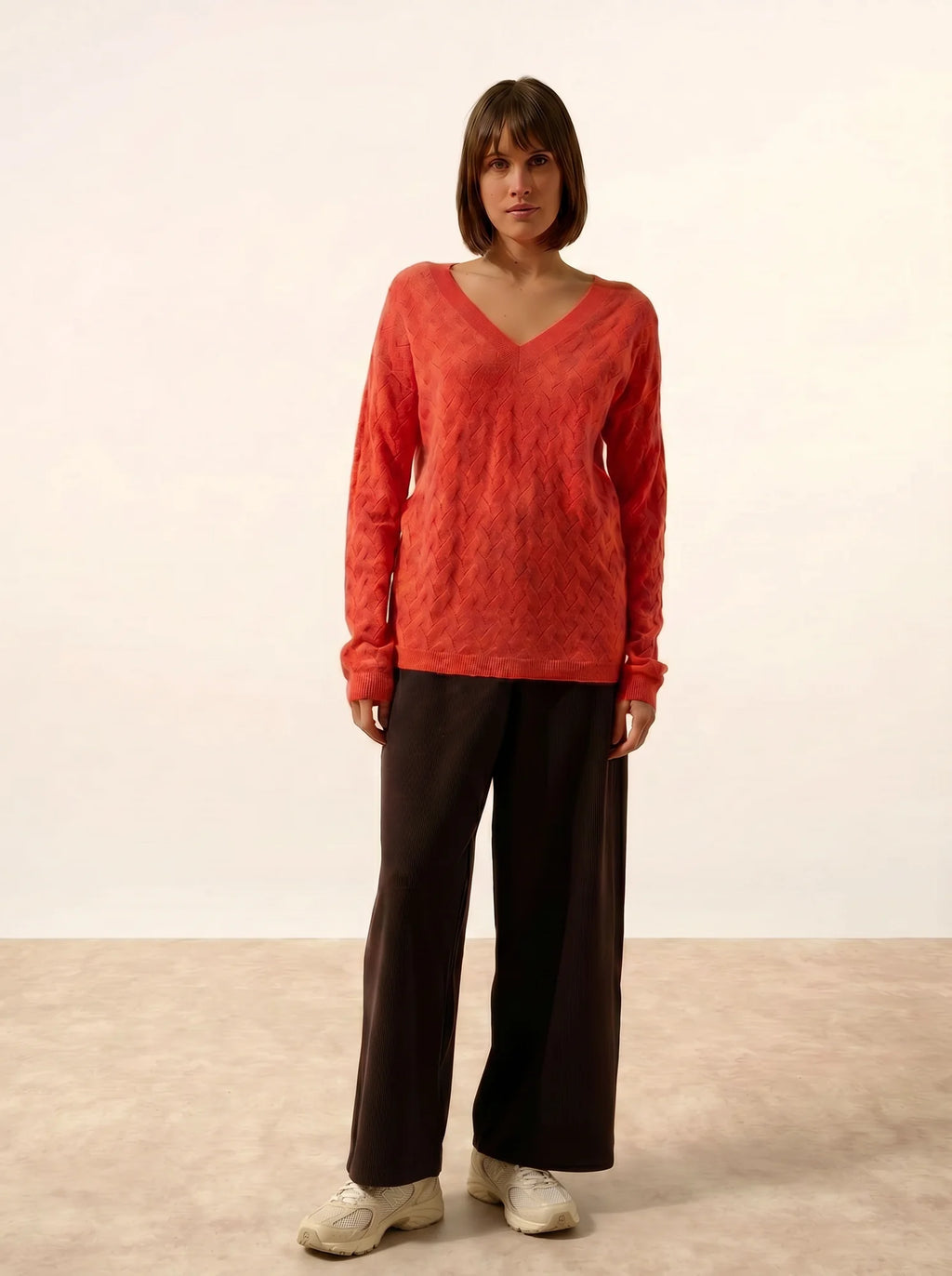 VIREON pullover v-ausschnitt orange meliert